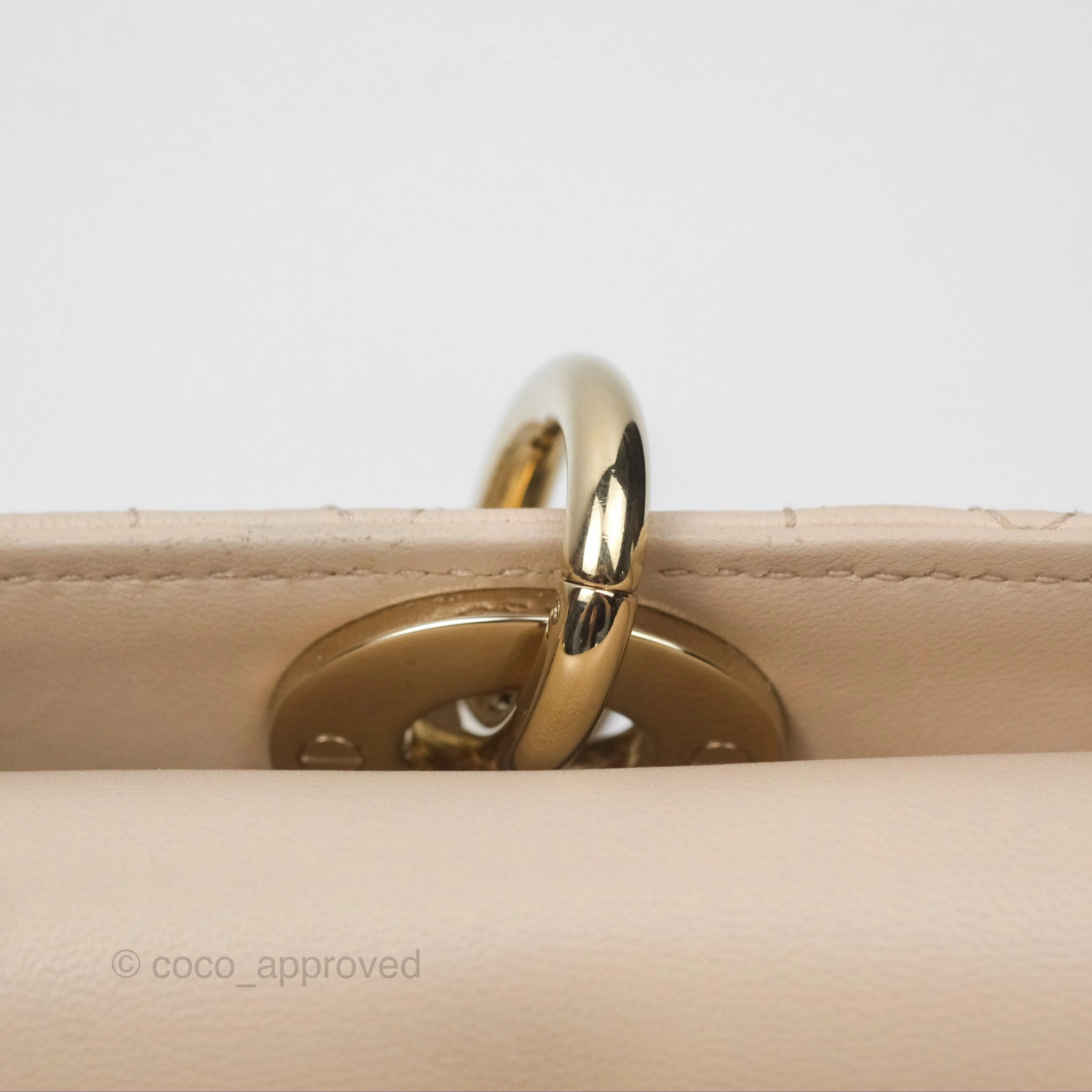 Christian Dior Medium Lady D-Joy Bag Beige Lambskin Cannage Gold Hardware