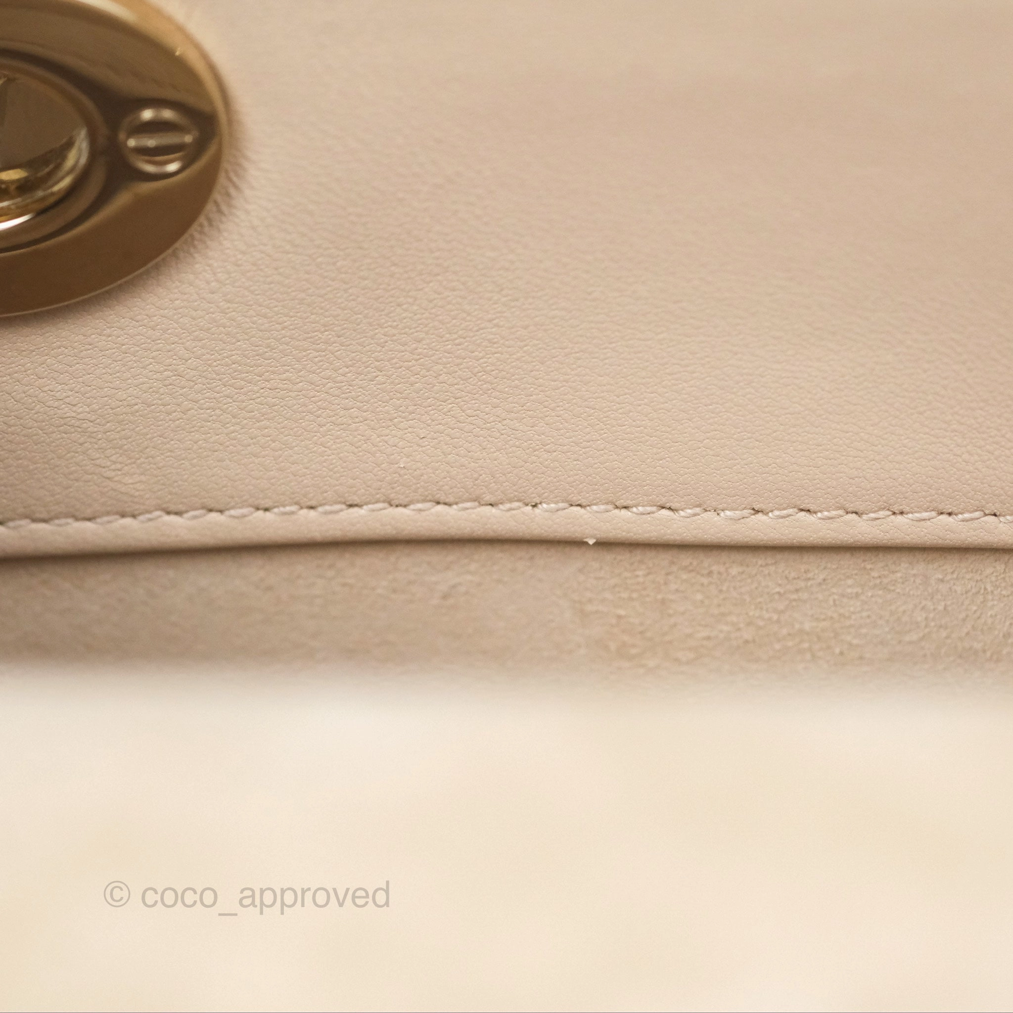 Christian Dior Medium Lady D-Joy Bag Beige Lambskin Cannage Gold Hardware