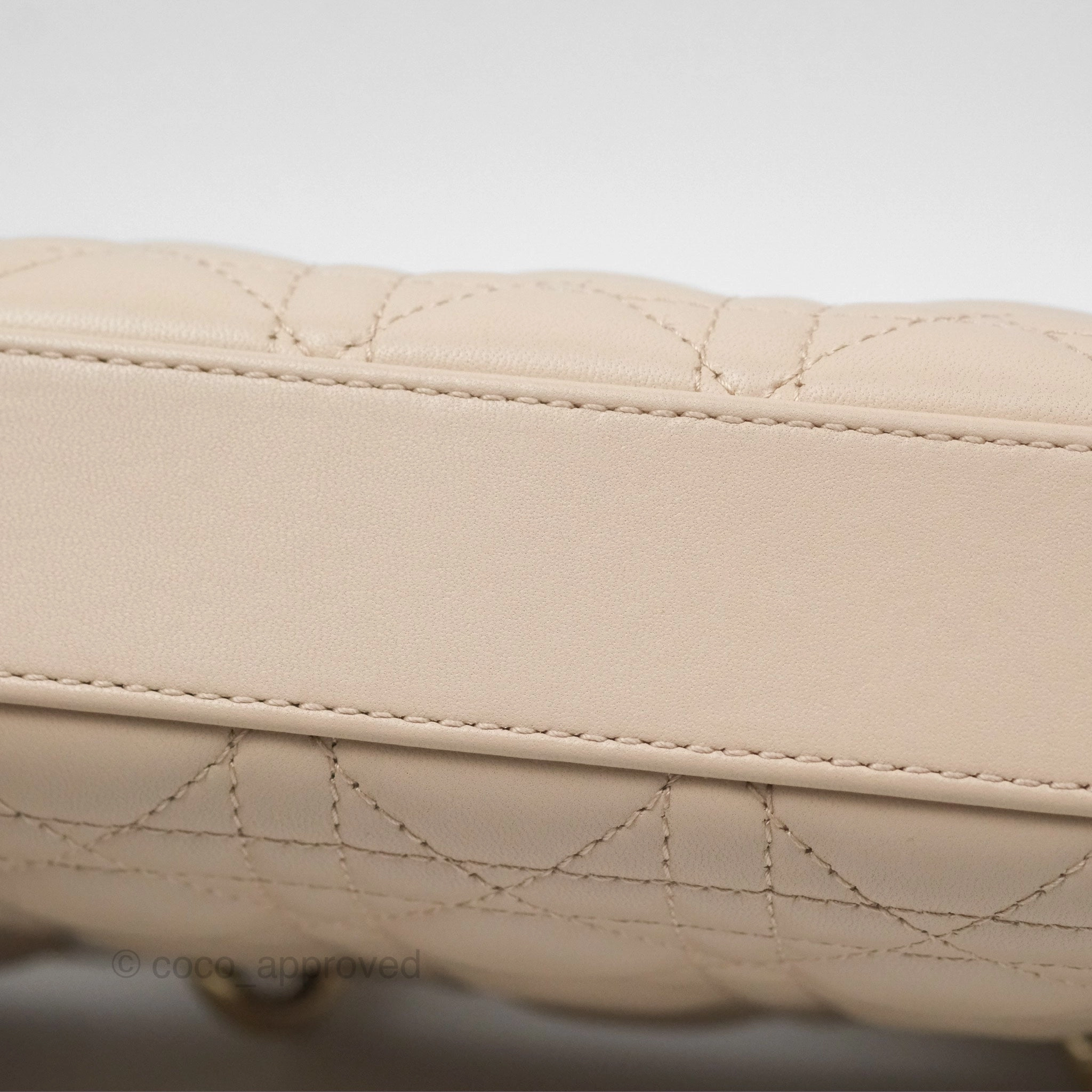 Christian Dior Medium Lady D-Joy Bag Beige Lambskin Cannage Gold Hardware