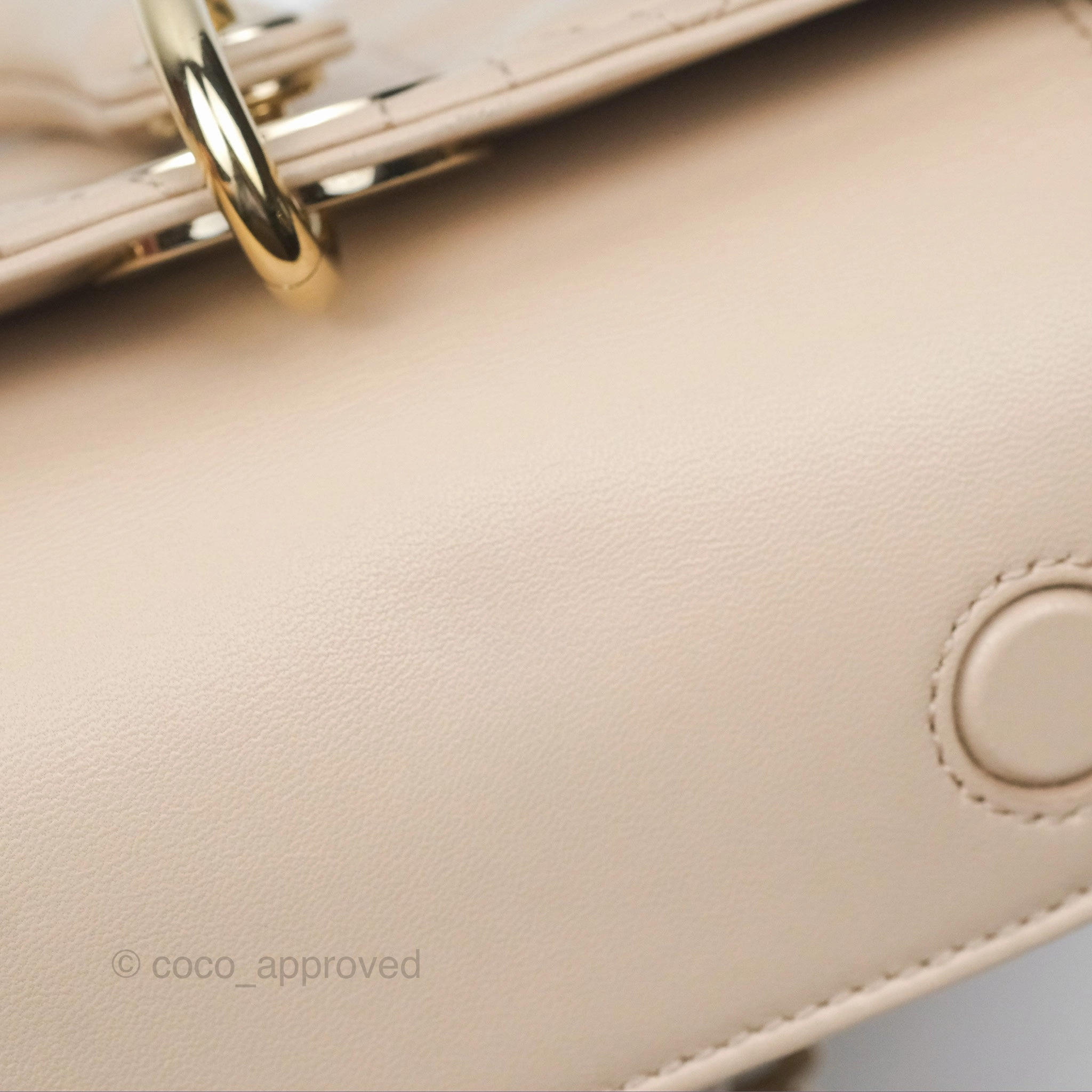 Christian Dior Medium Lady D-Joy Bag Beige Lambskin Cannage Gold Hardware