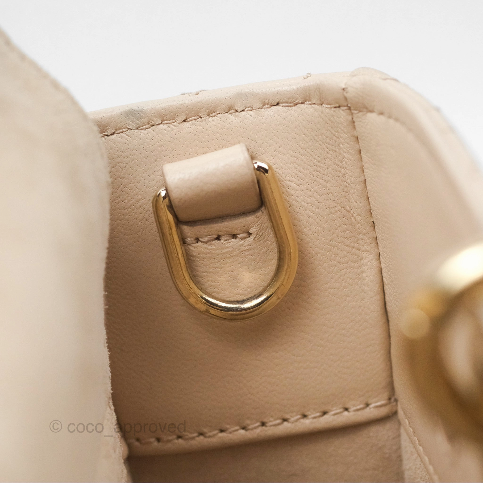 Christian Dior Medium Lady D-Joy Bag Beige Lambskin Cannage Gold Hardware