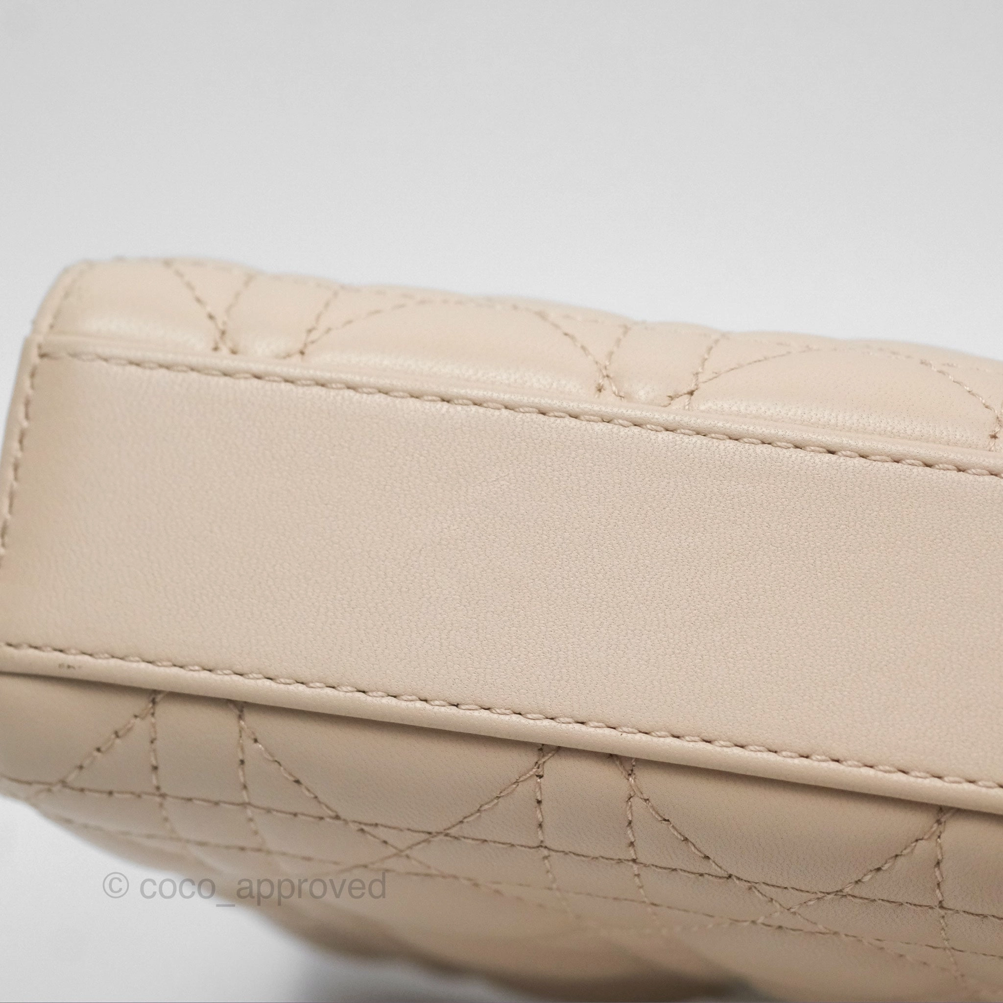 Christian Dior Medium Lady D-Joy Bag Beige Lambskin Cannage Gold Hardware