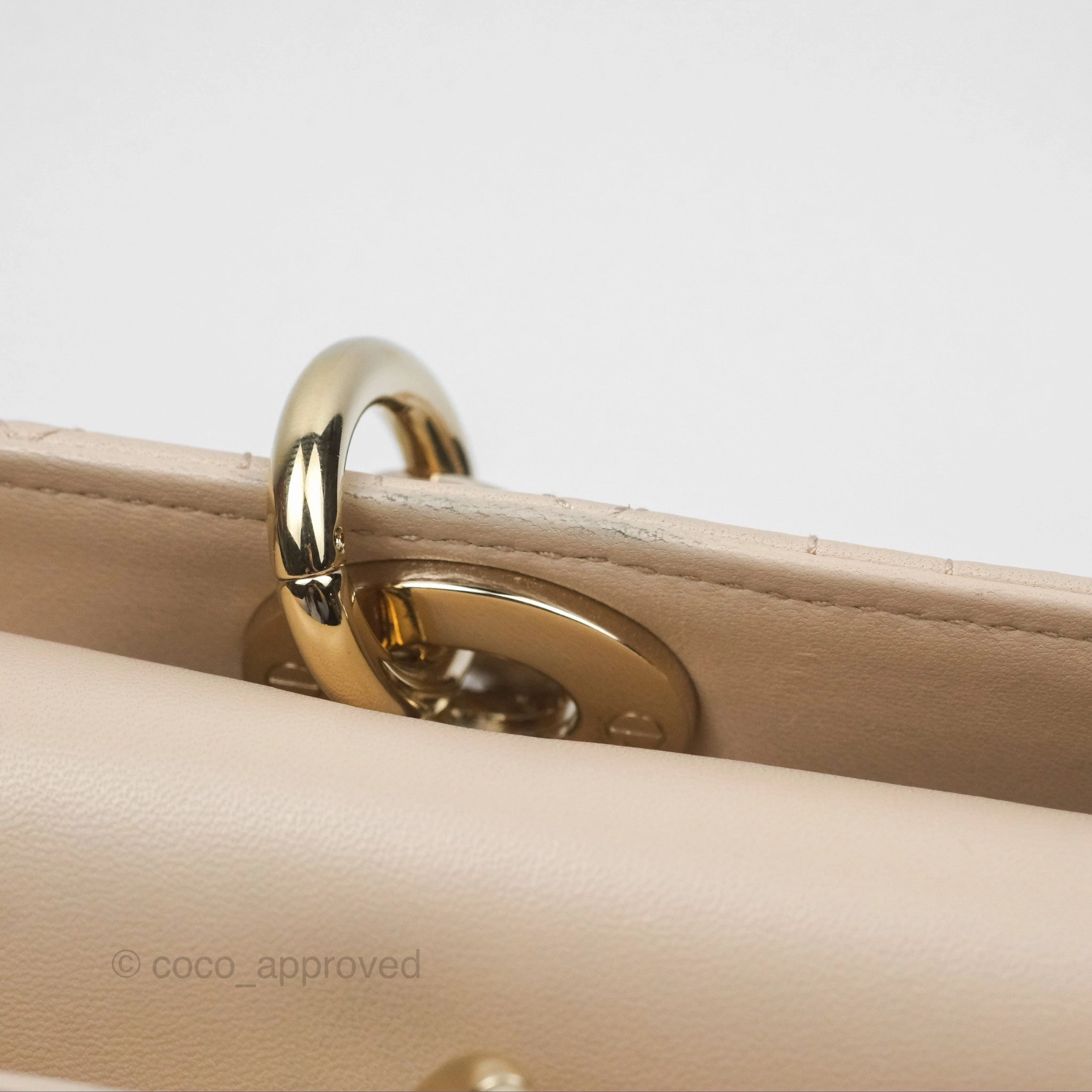Christian Dior Medium Lady D-Joy Bag Beige Lambskin Cannage Gold Hardware