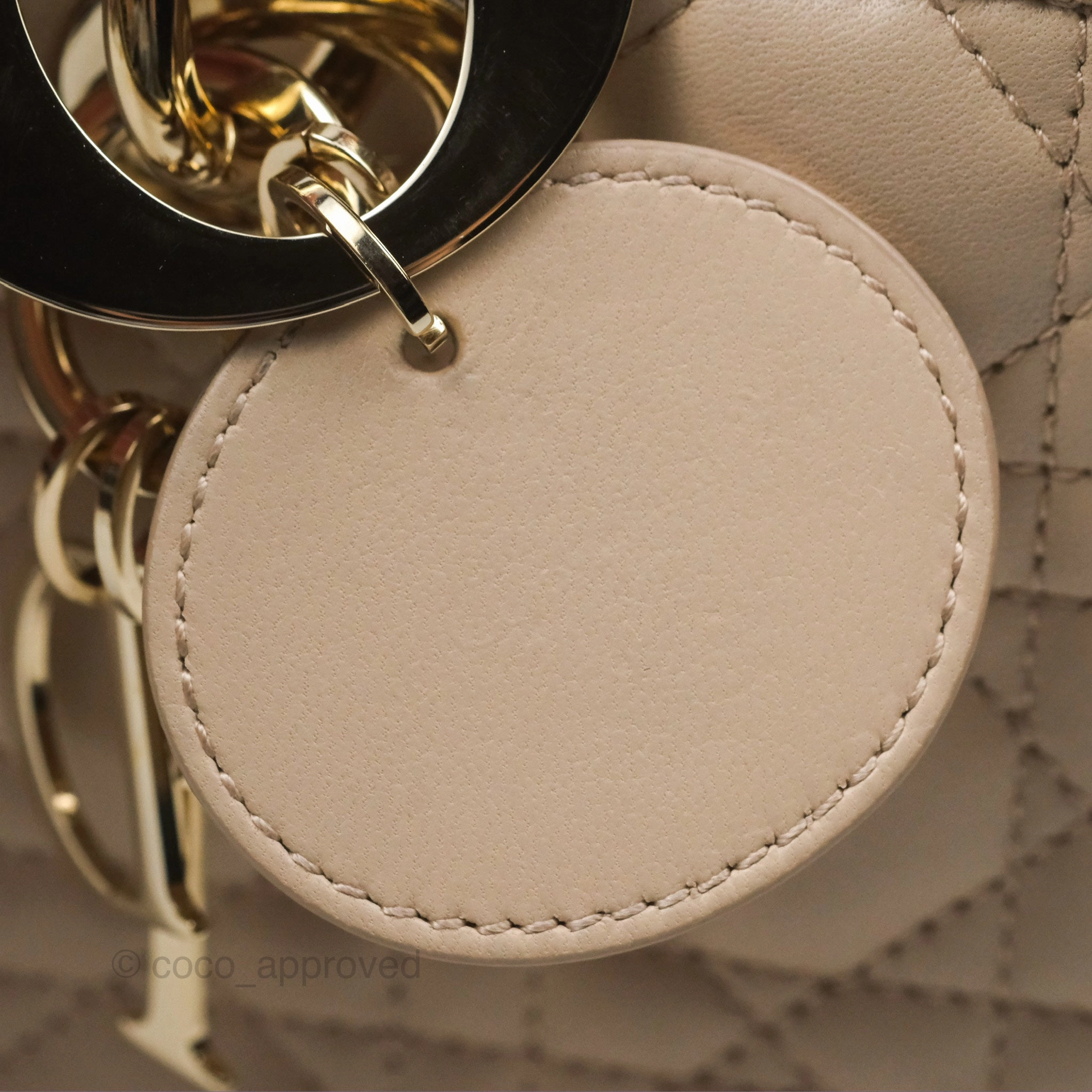 Christian Dior Medium Lady D-Joy Bag Beige Lambskin Cannage Gold Hardware