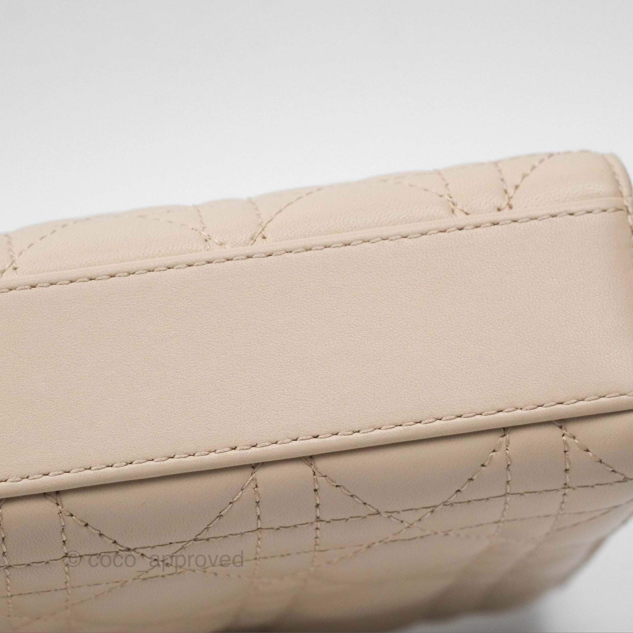 Christian Dior Medium Lady D-Joy Bag Beige Lambskin Cannage Gold Hardware