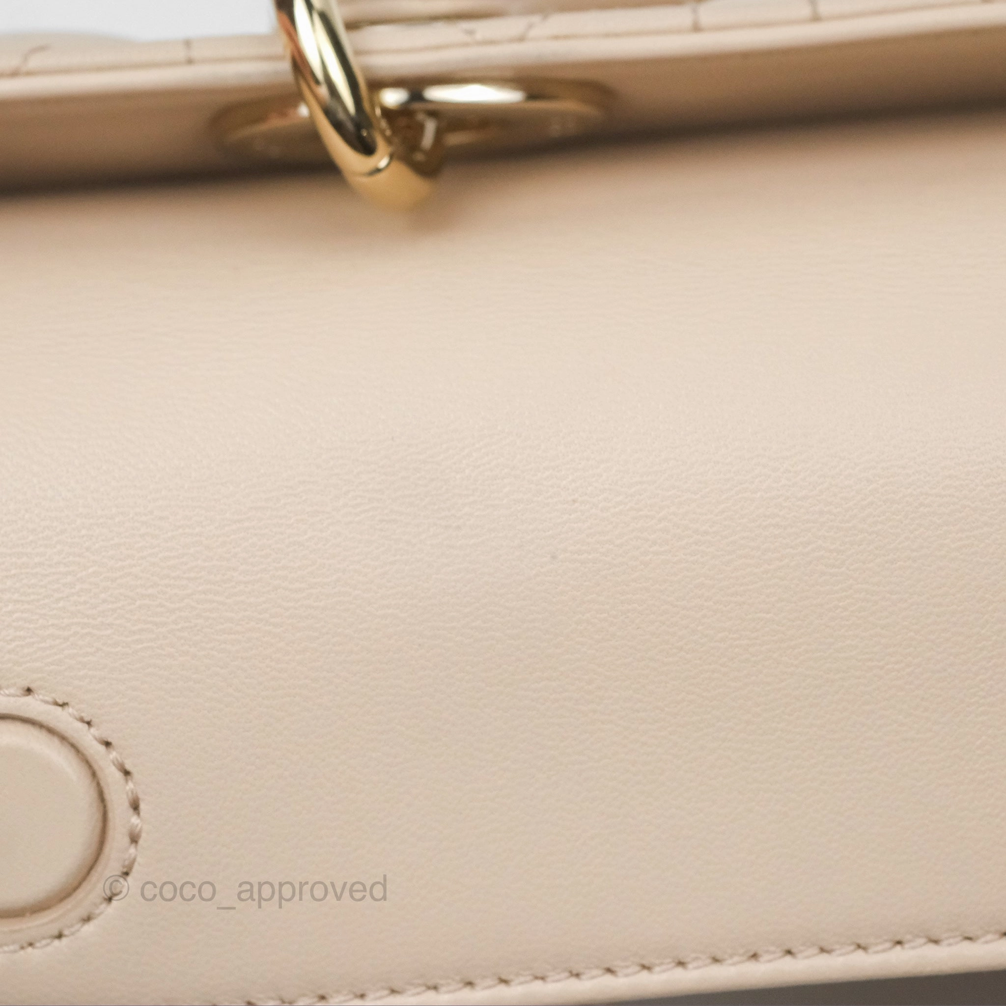 Christian Dior Medium Lady D-Joy Bag Beige Lambskin Cannage Gold Hardware