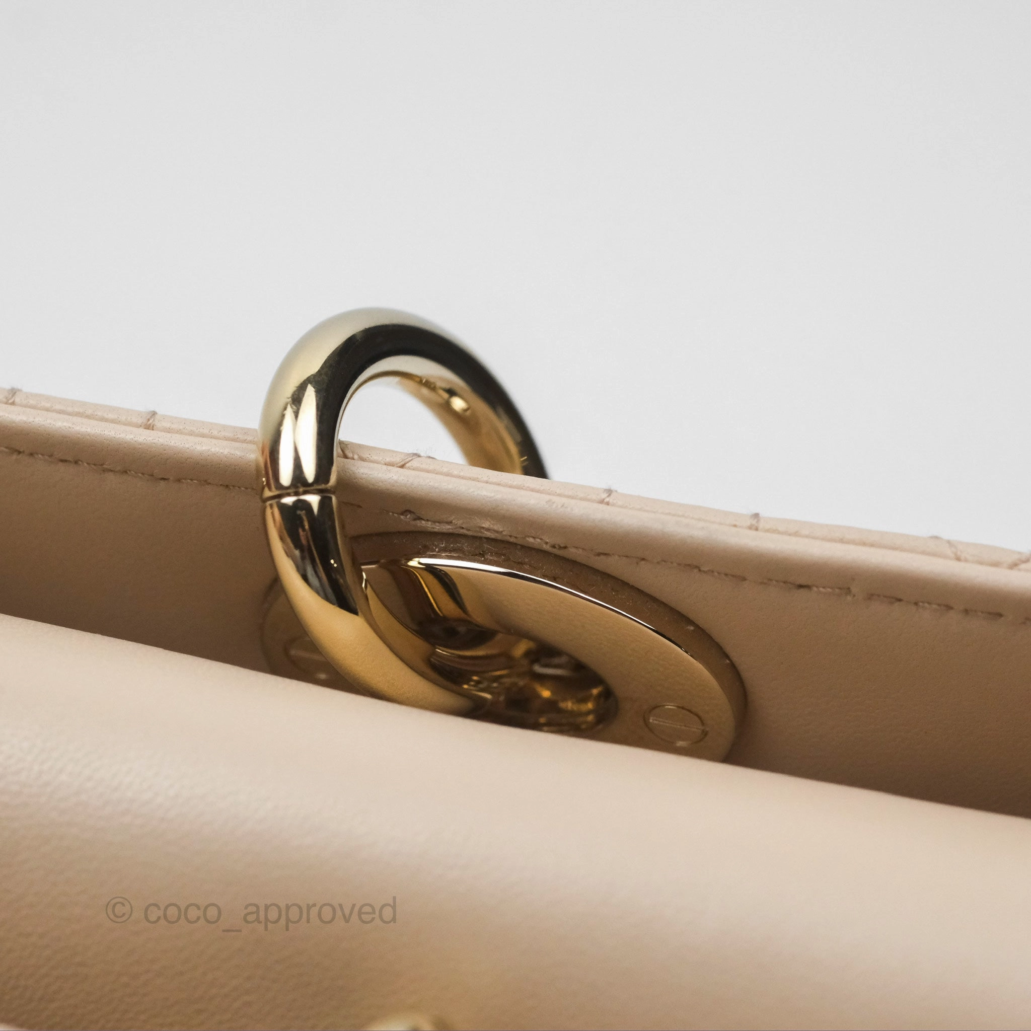 Christian Dior Medium Lady D-Joy Bag Beige Lambskin Cannage Gold Hardware