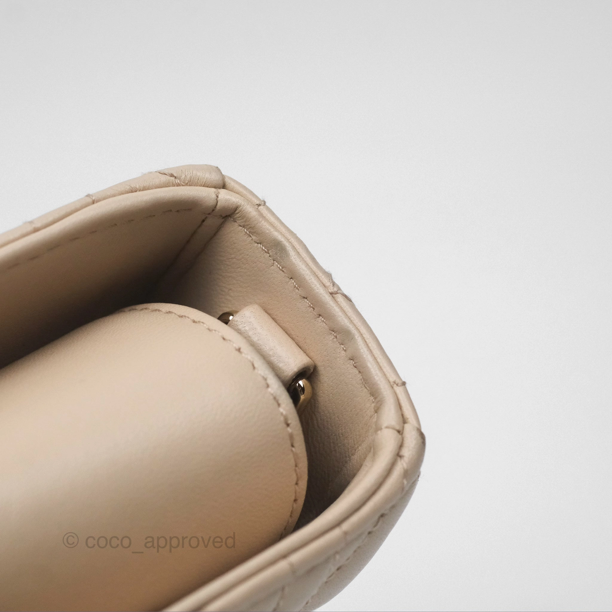 Christian Dior Medium Lady D-Joy Bag Beige Lambskin Cannage Gold Hardware