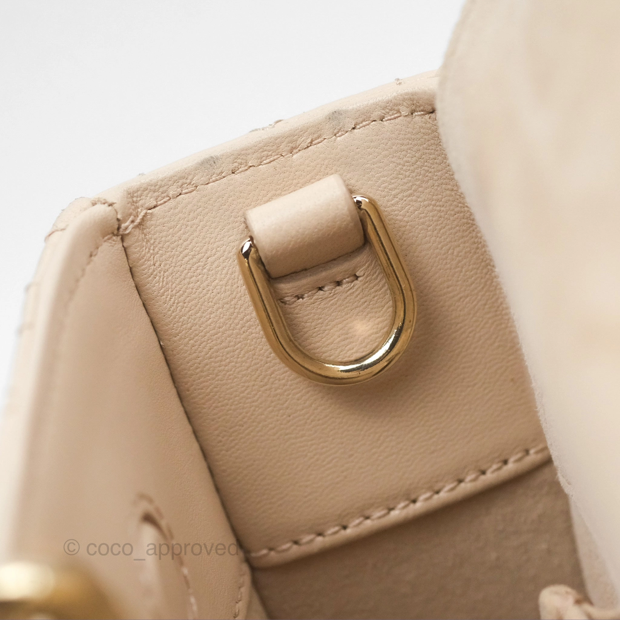 Christian Dior Medium Lady D-Joy Bag Beige Lambskin Cannage Gold Hardware