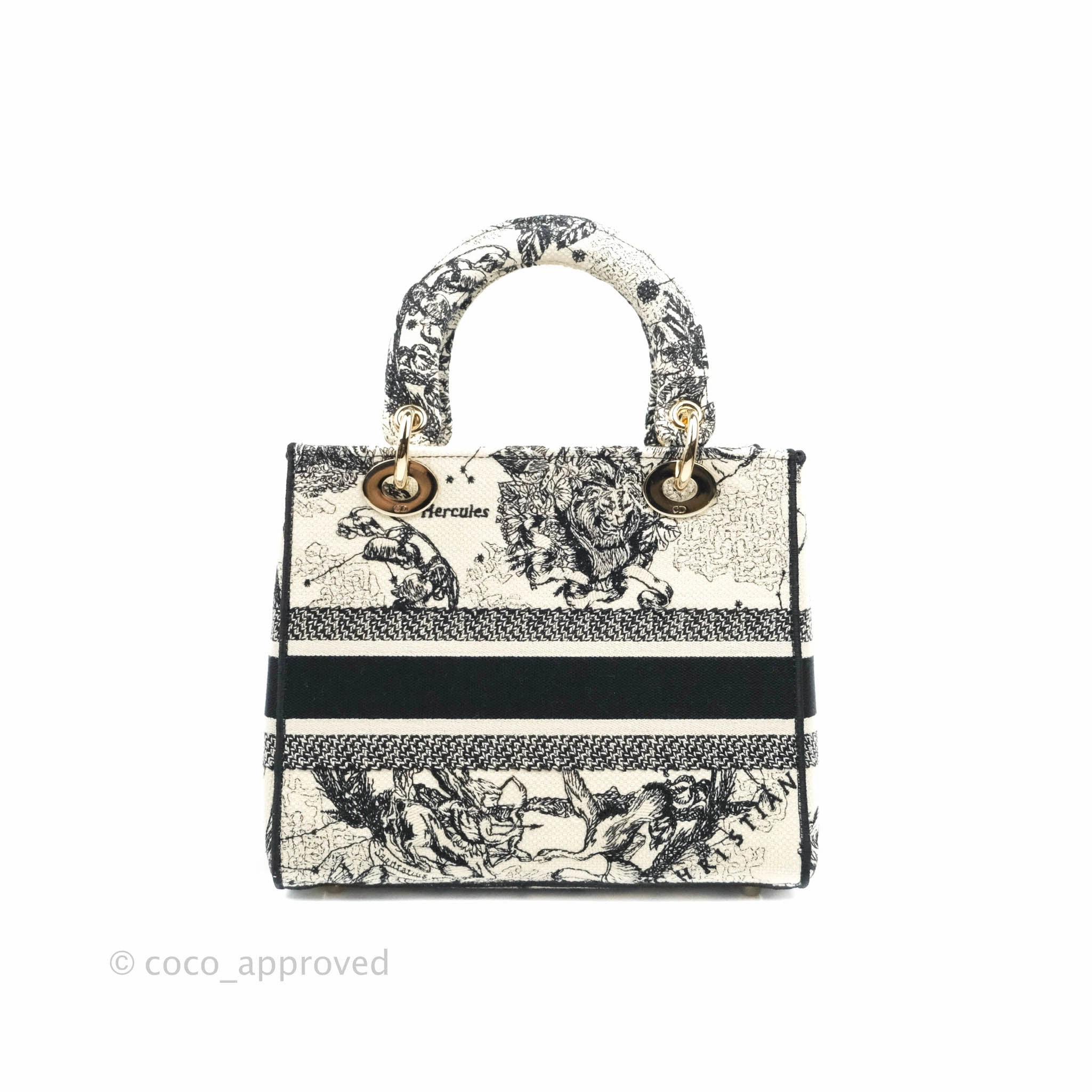 Christian Dior Medium Lady D-Lite Toile de Jouy Zodiac Embroidery Gold Hardware