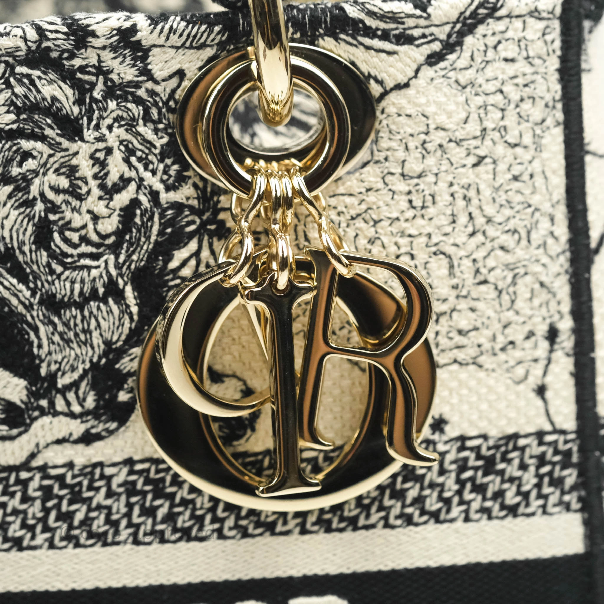 Christian Dior Medium Lady D-Lite Toile de Jouy Zodiac Embroidery Gold Hardware