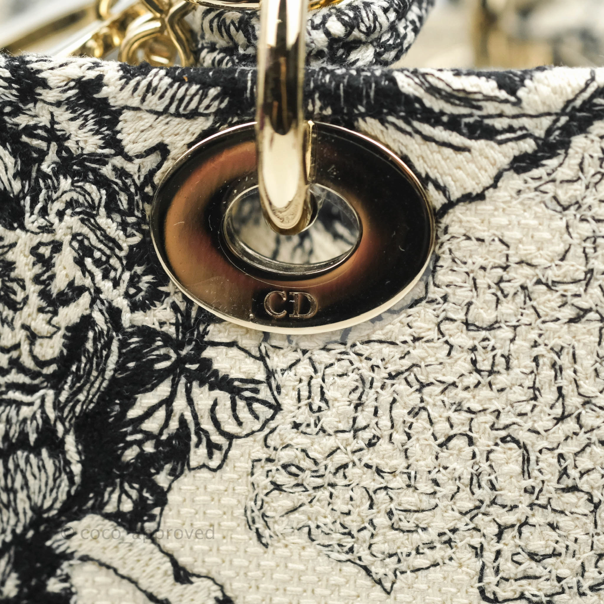 Christian Dior Medium Lady D-Lite Toile de Jouy Zodiac Embroidery Gold Hardware