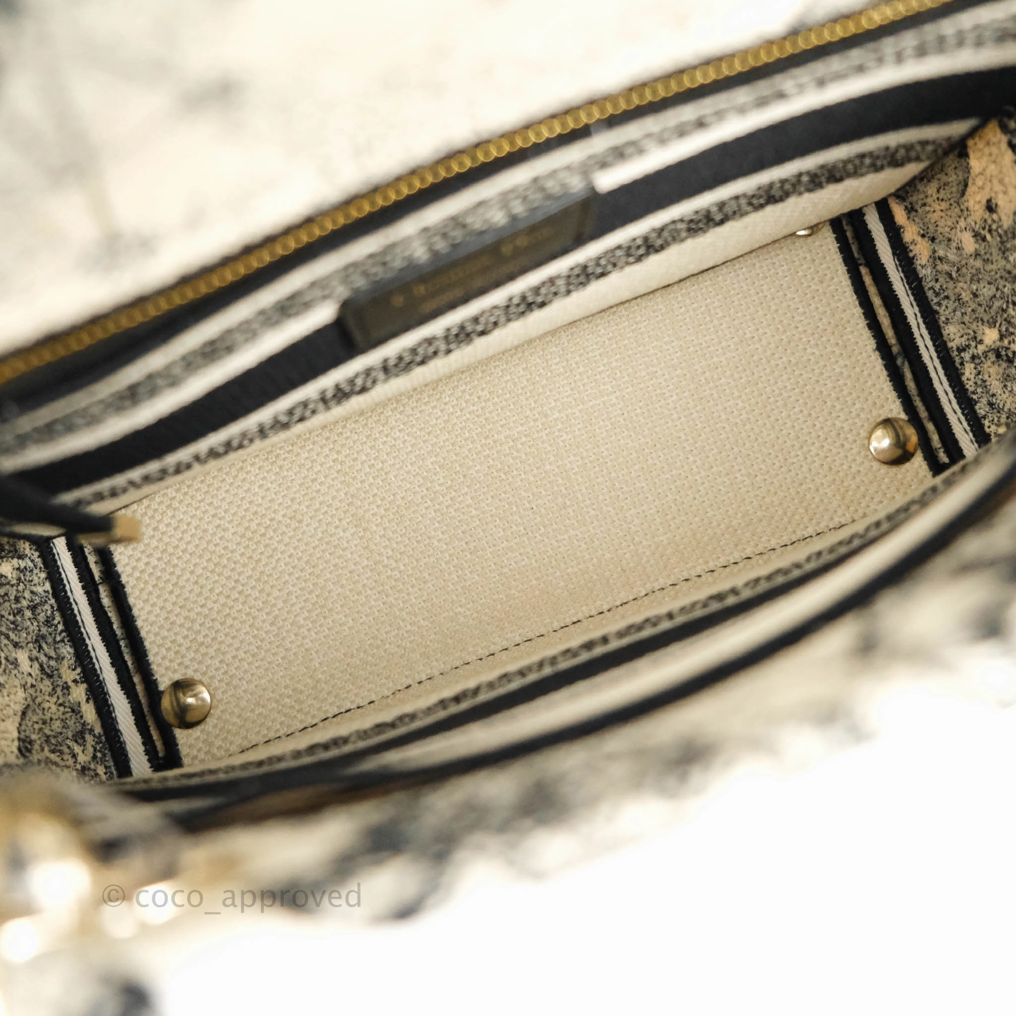 Christian Dior Medium Lady D-Lite Toile de Jouy Zodiac Embroidery Gold Hardware