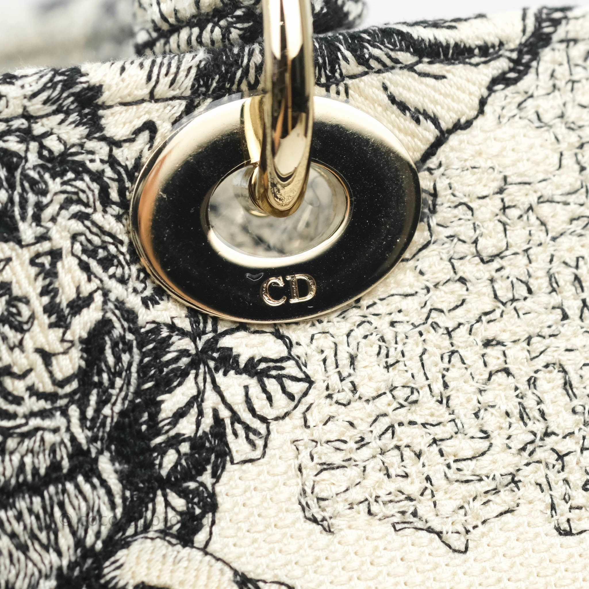 Christian Dior Medium Lady D-Lite Toile de Jouy Zodiac Embroidery Gold Hardware
