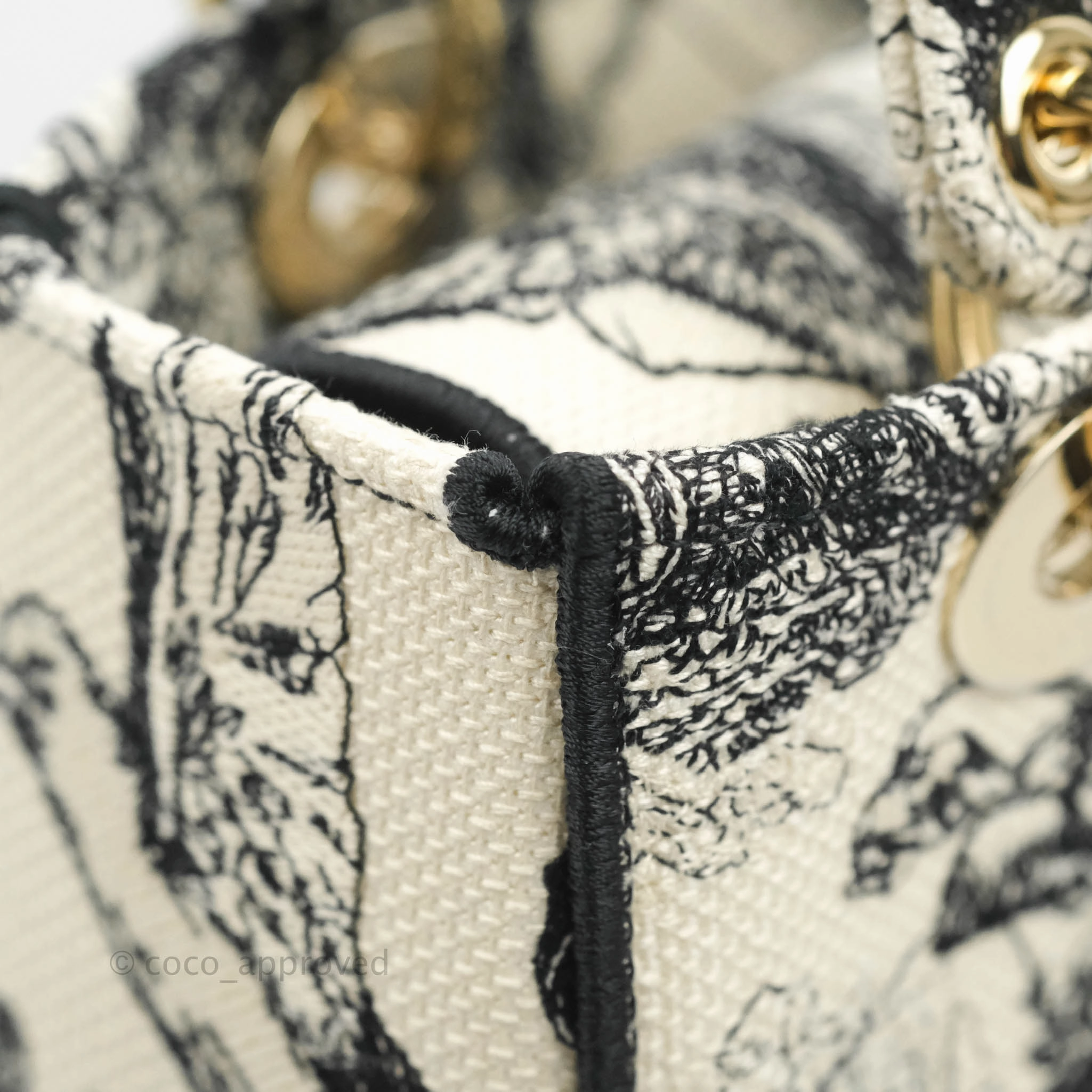 Christian Dior Medium Lady D-Lite Toile de Jouy Zodiac Embroidery Gold Hardware
