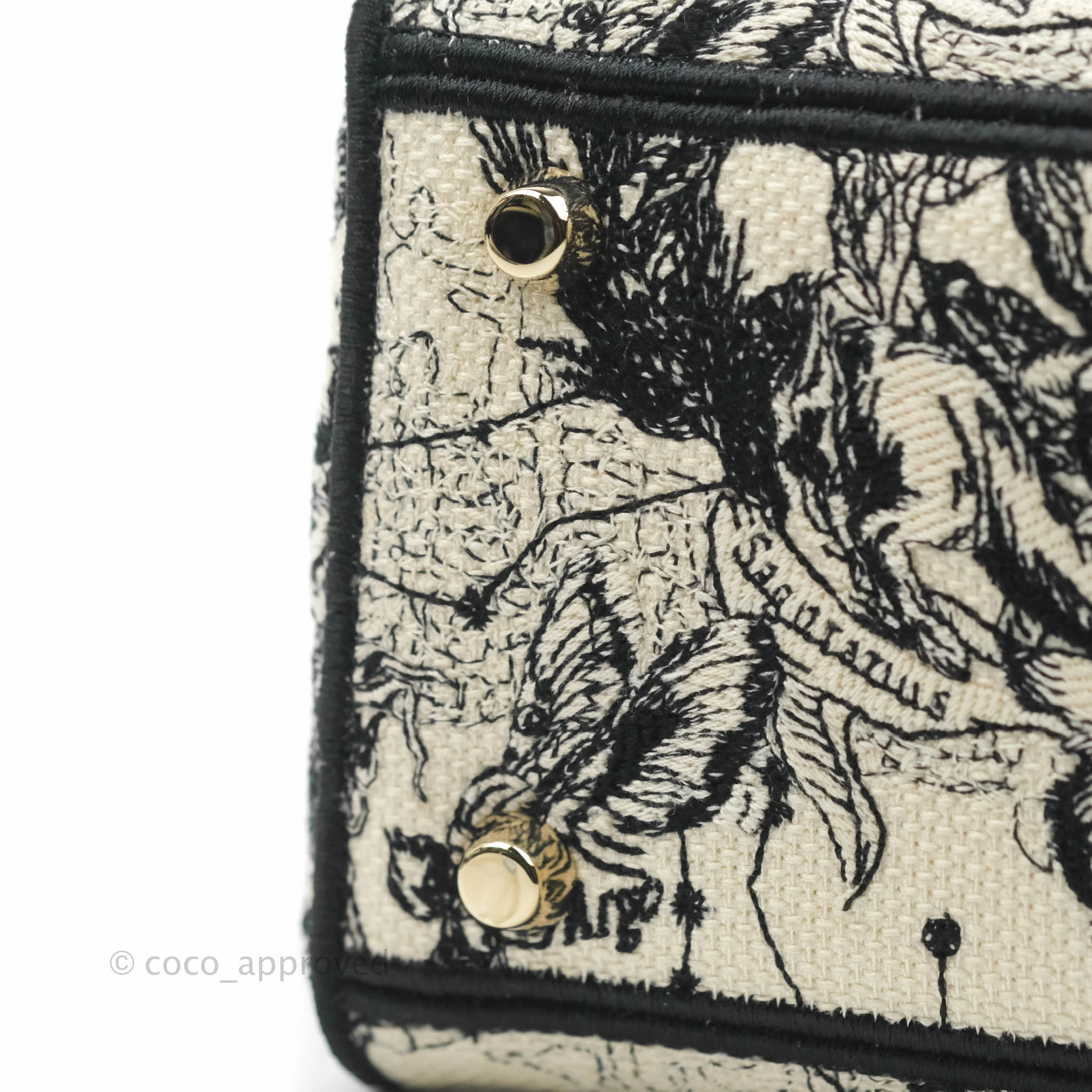 Christian Dior Medium Lady D-Lite Toile de Jouy Zodiac Embroidery Gold Hardware