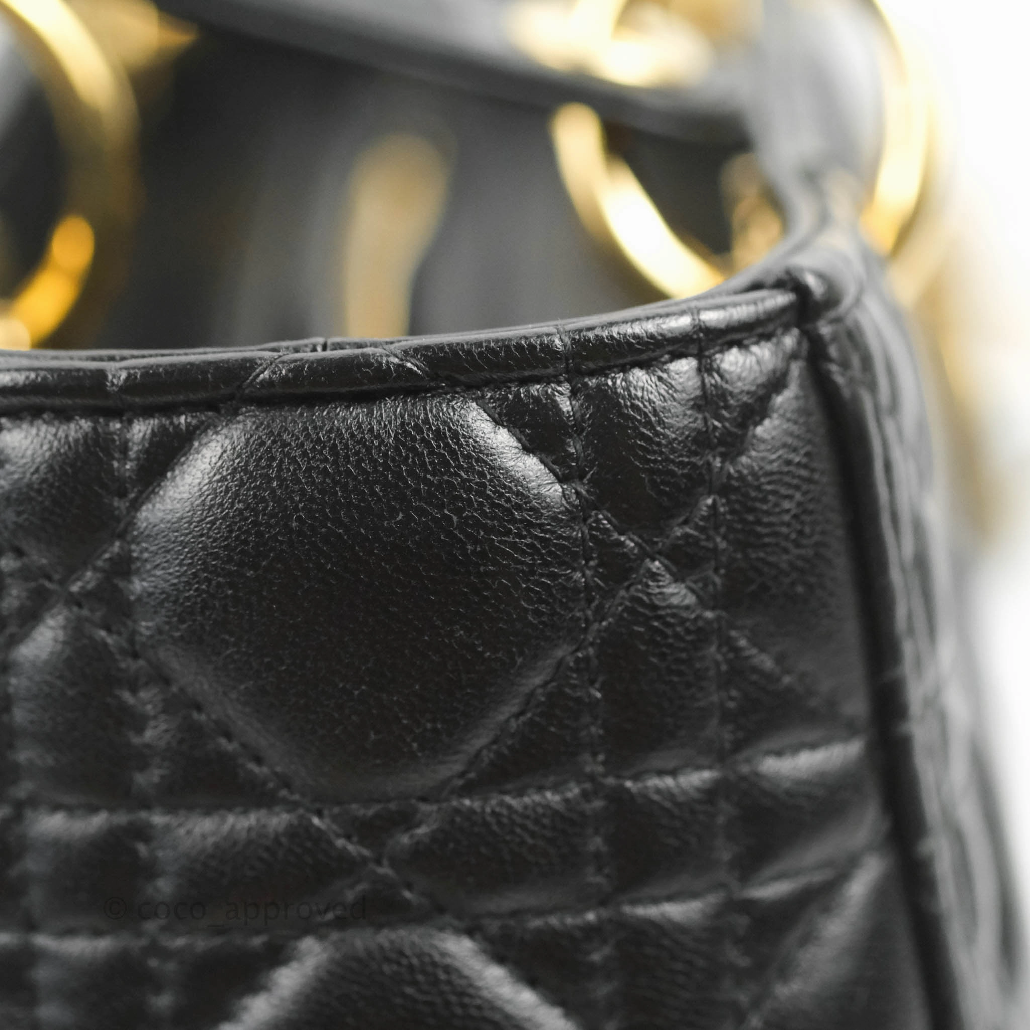 Christian Dior Medium Lady Dior Black Lambskin Gold Hardware