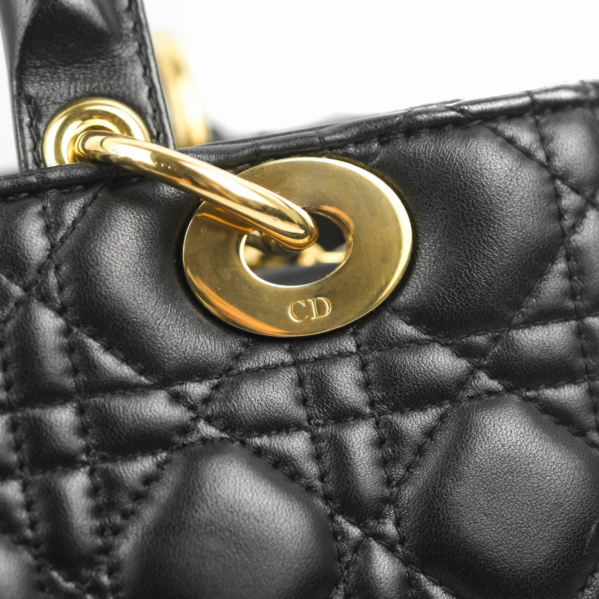 Christian Dior Medium Lady Dior Black Lambskin Gold Hardware
