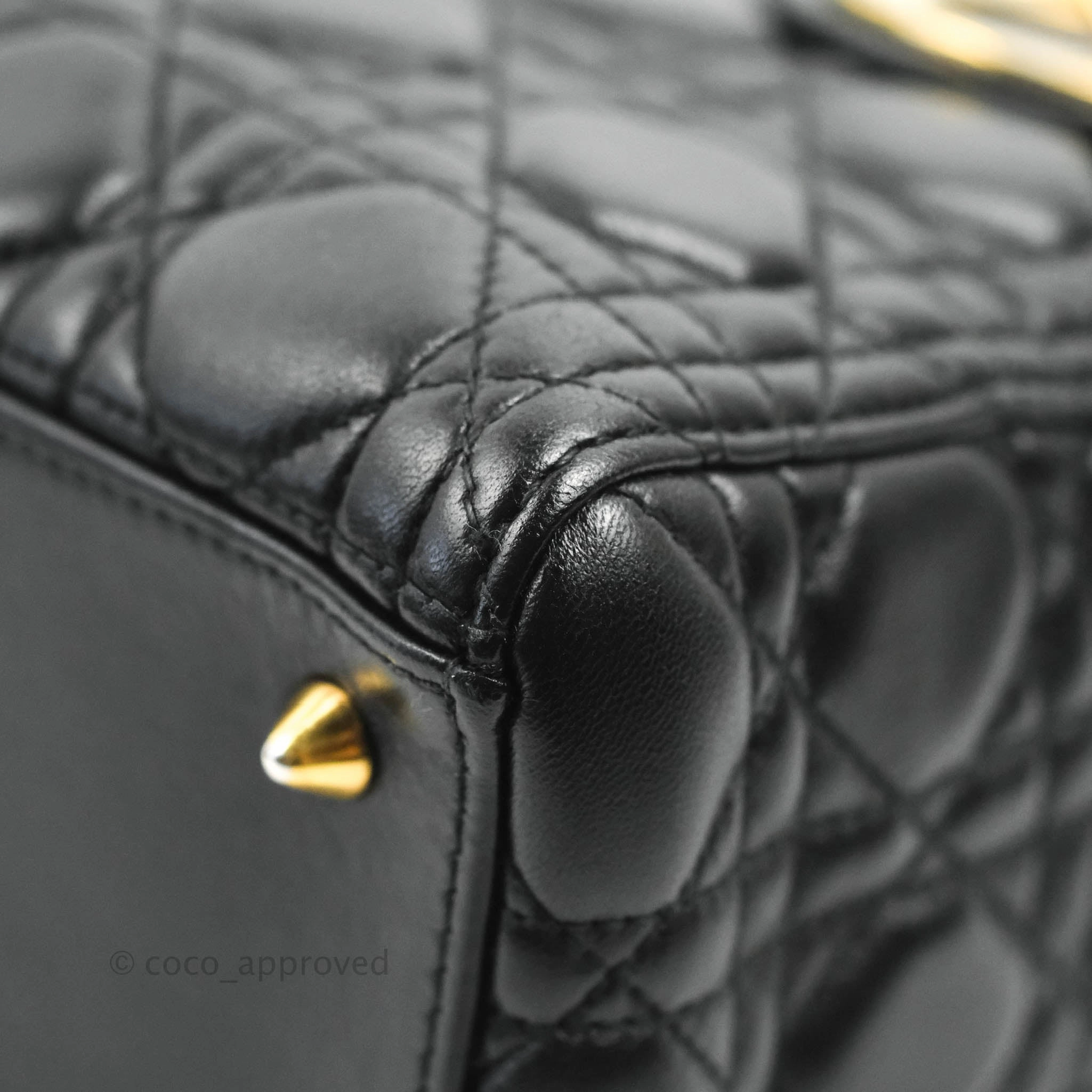 Christian Dior Medium Lady Dior Black Lambskin Gold Hardware
