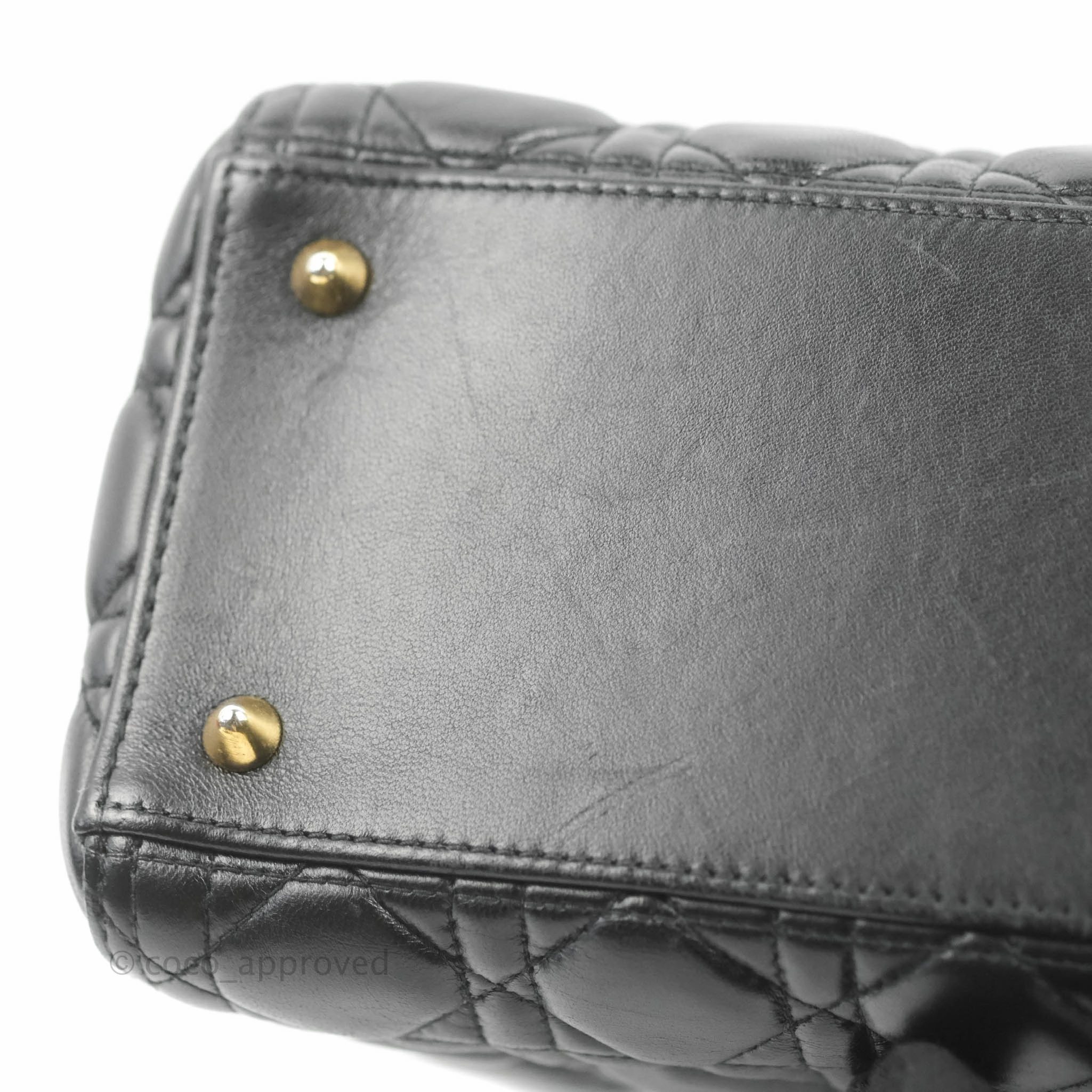 Christian Dior Medium Lady Dior Black Lambskin Gold Hardware