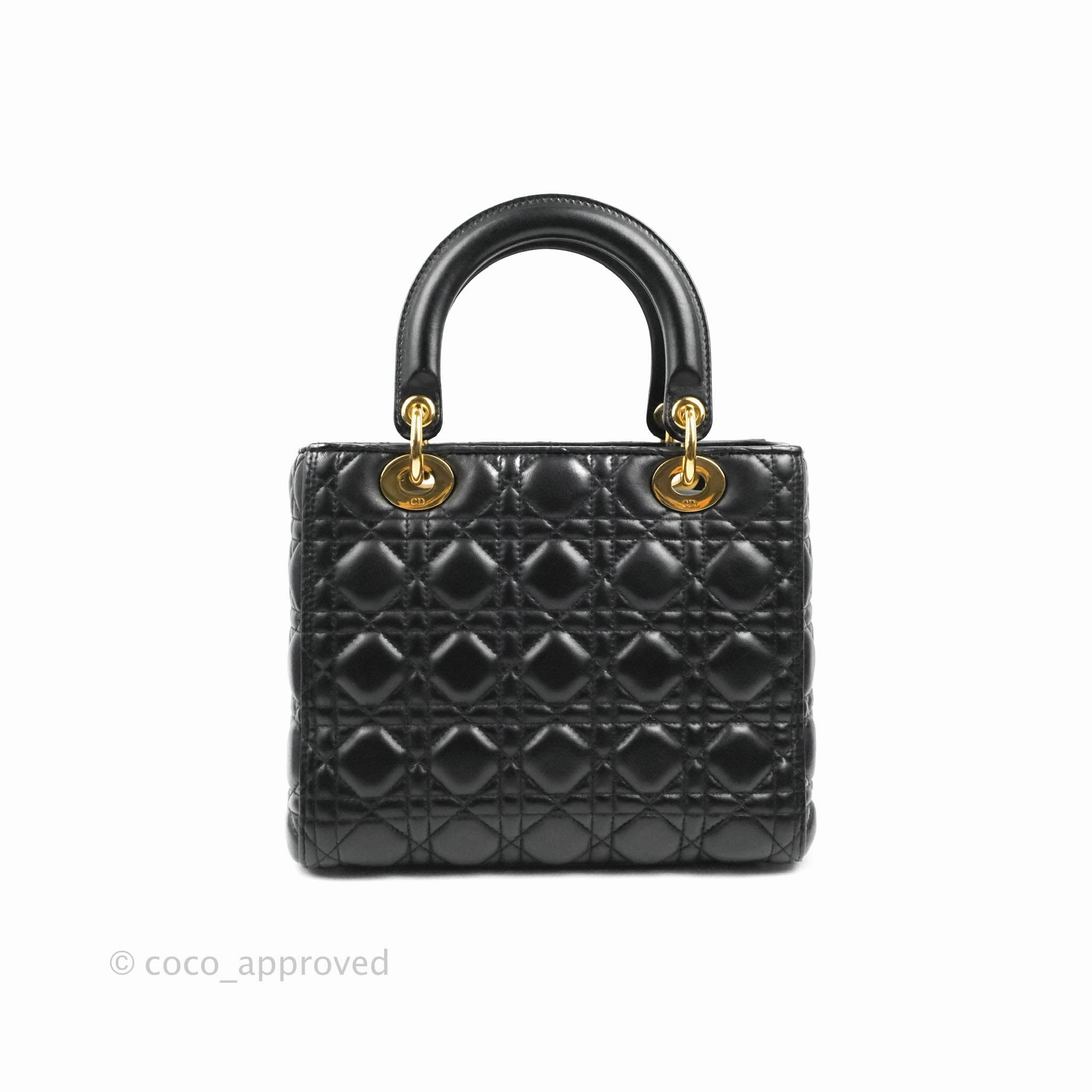 Christian Dior Medium Lady Dior Black Lambskin Gold Hardware
