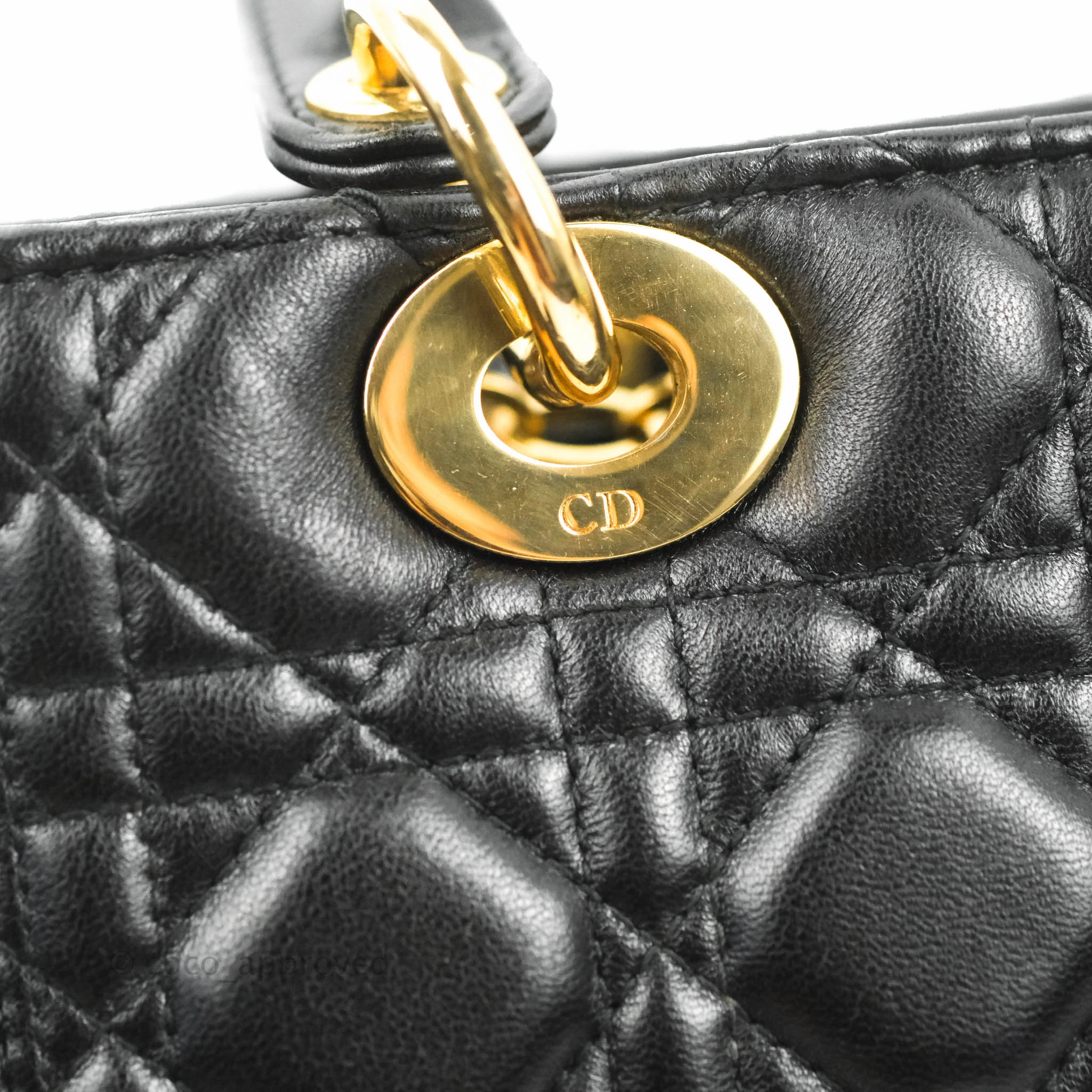Christian Dior Medium Lady Dior Black Lambskin Gold Hardware
