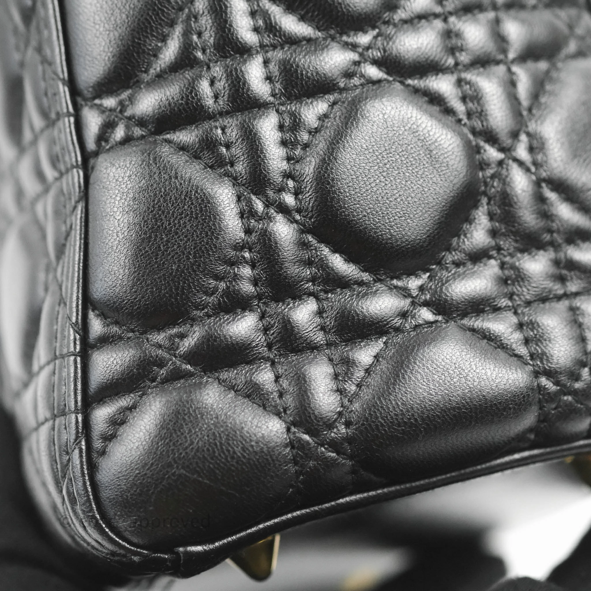 Christian Dior Medium Lady Dior Black Lambskin Gold Hardware