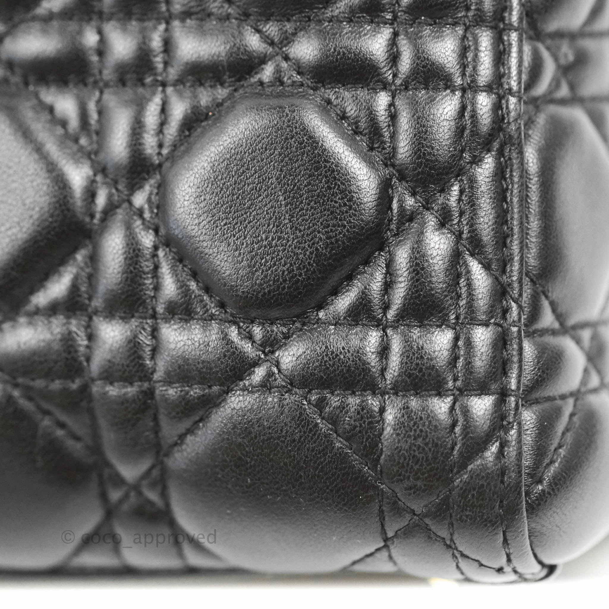 Christian Dior Medium Lady Dior Black Lambskin Gold Hardware
