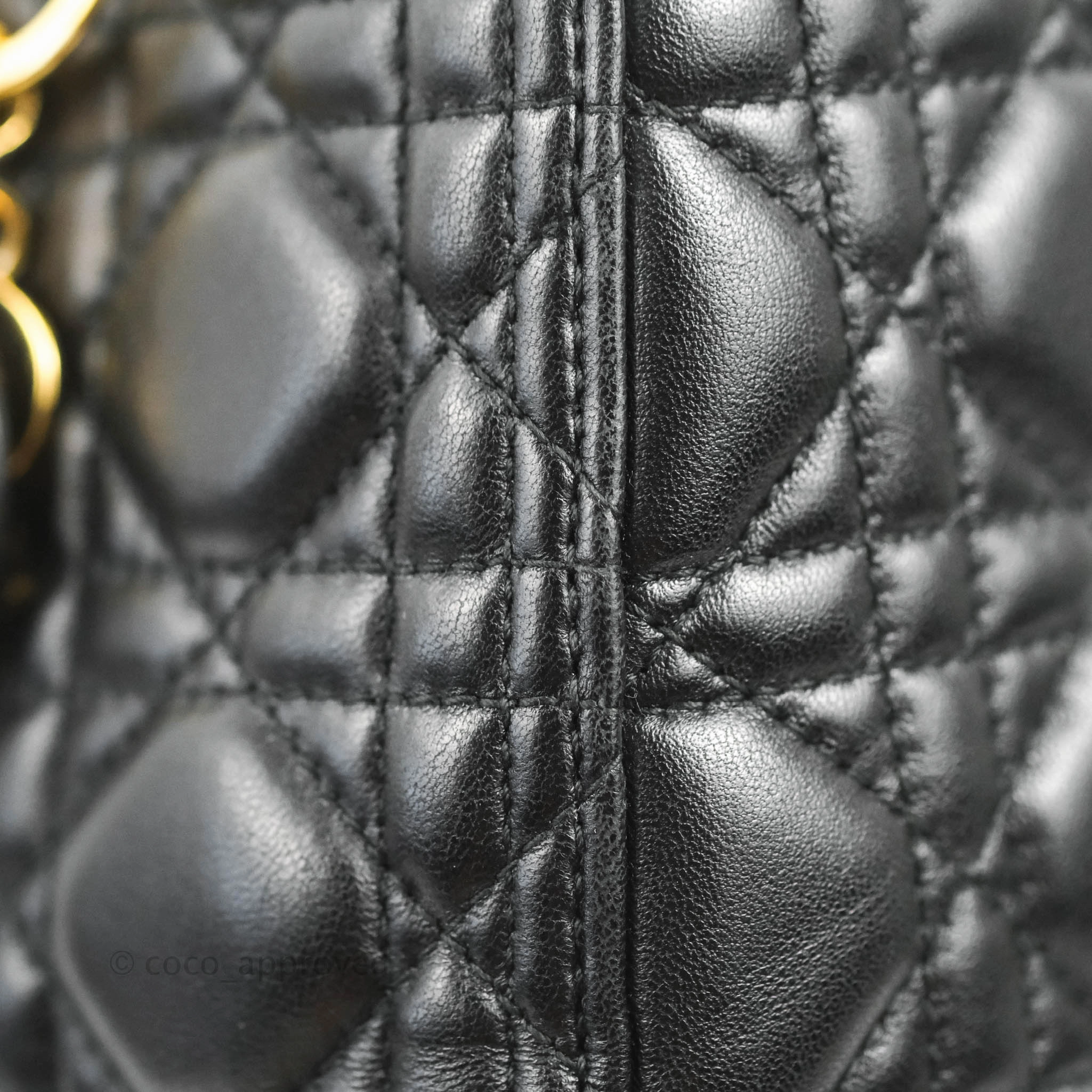 Christian Dior Medium Lady Dior Black Lambskin Gold Hardware