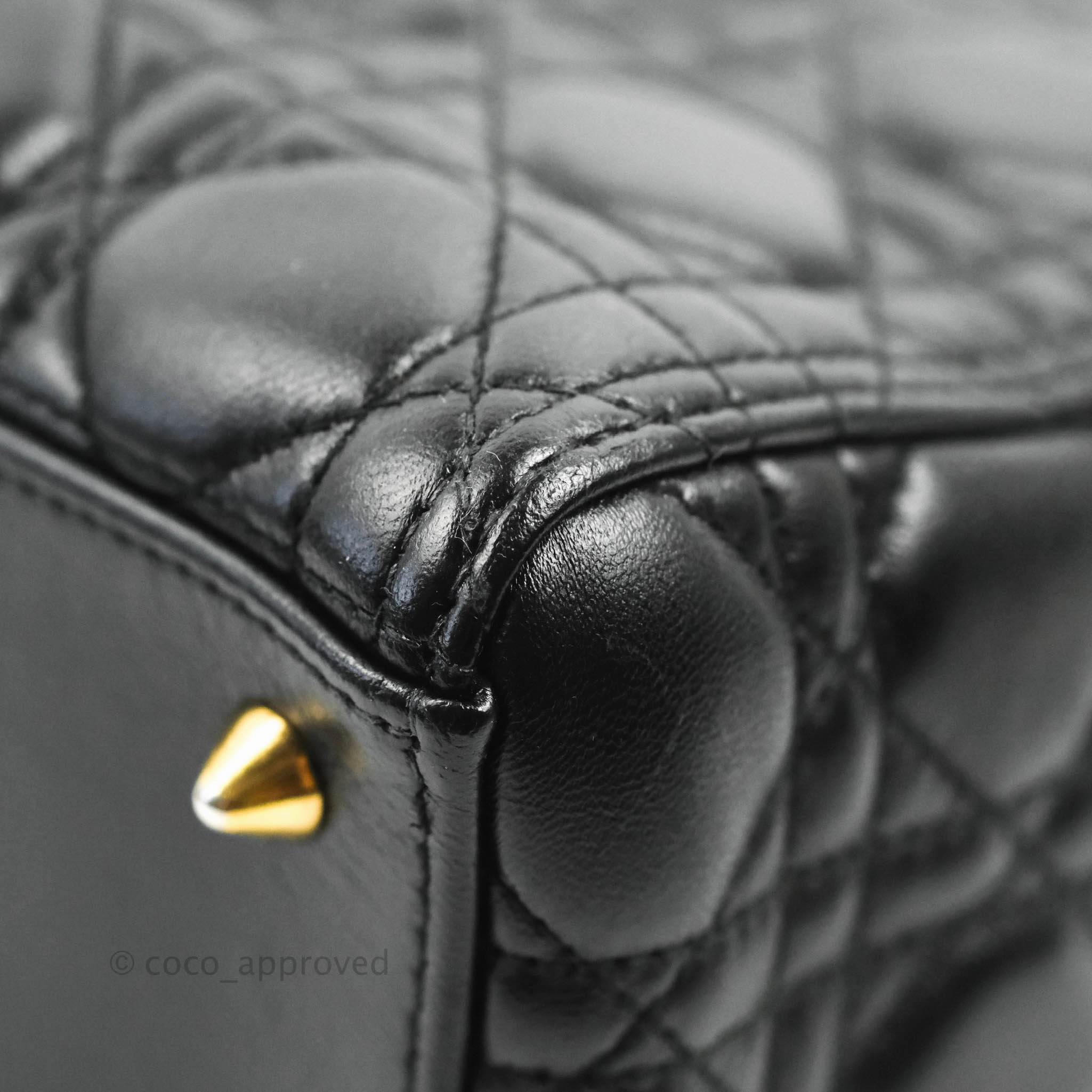 Christian Dior Medium Lady Dior Black Lambskin Gold Hardware