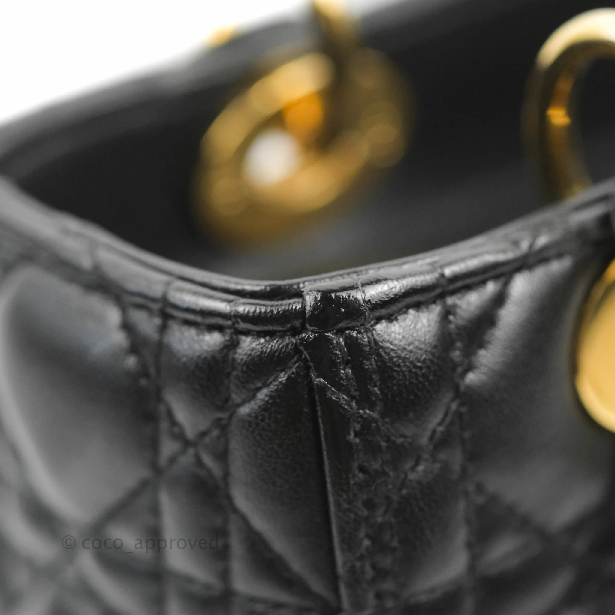 Christian Dior Medium Lady Dior Black Lambskin Gold Hardware