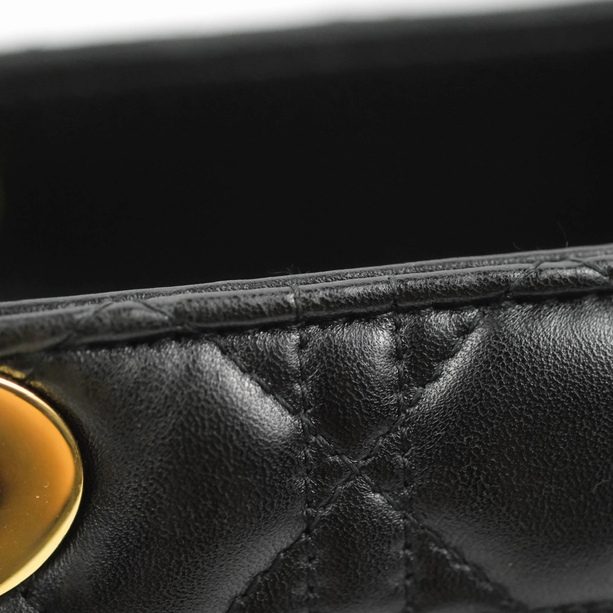 Christian Dior Medium Lady Dior Black Lambskin Gold Hardware
