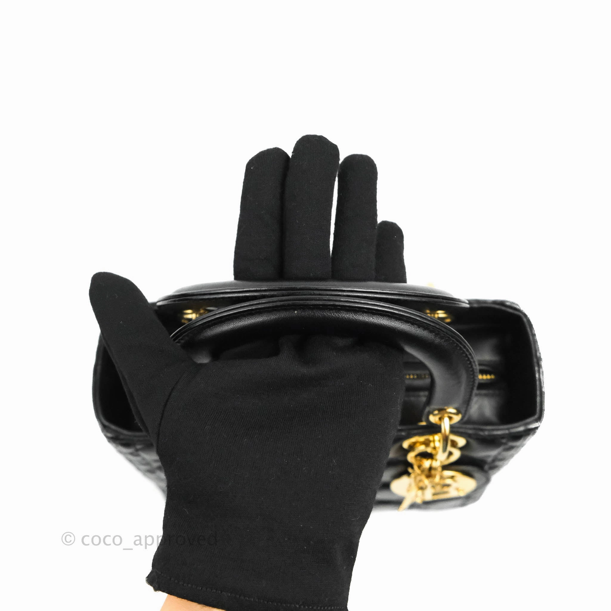 Christian Dior Medium Lady Dior Black Lambskin Gold Hardware