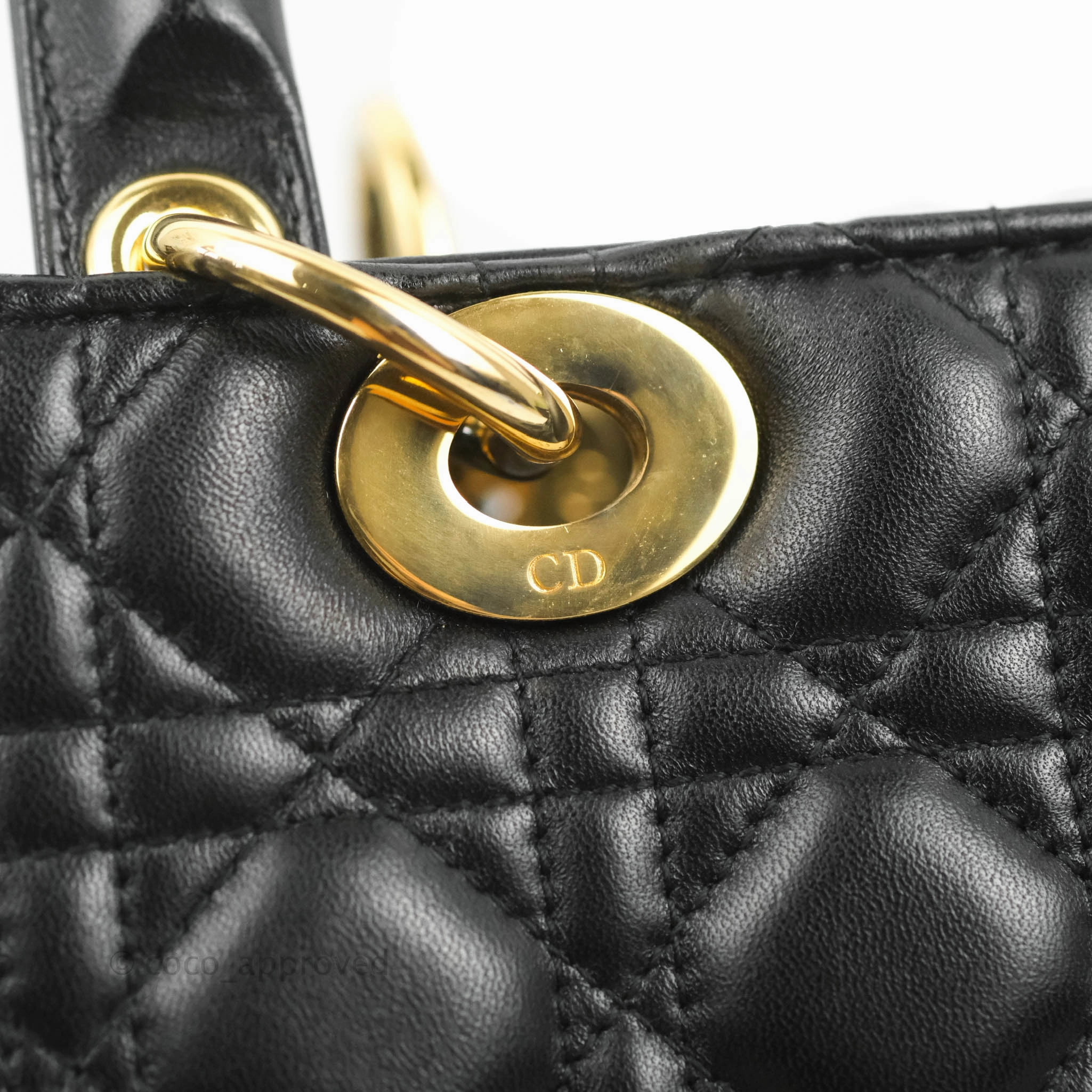 Christian Dior Medium Lady Dior Black Lambskin Gold Hardware