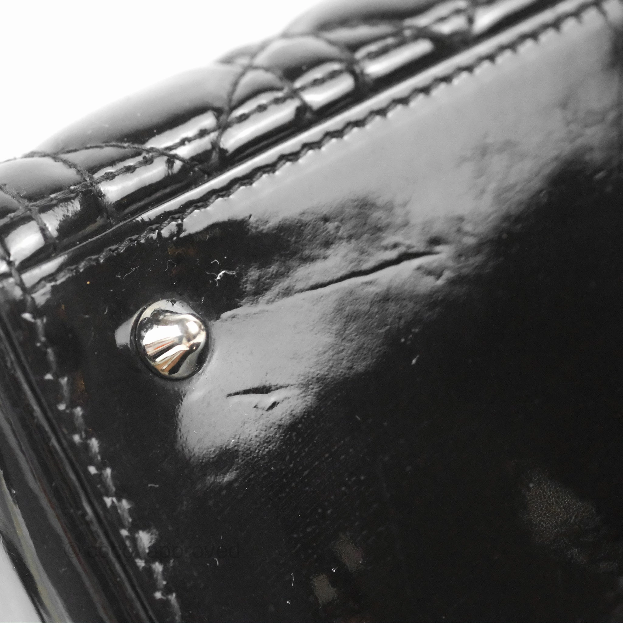 Christian Dior Medium Lady Dior Black Patent Silver Hardware