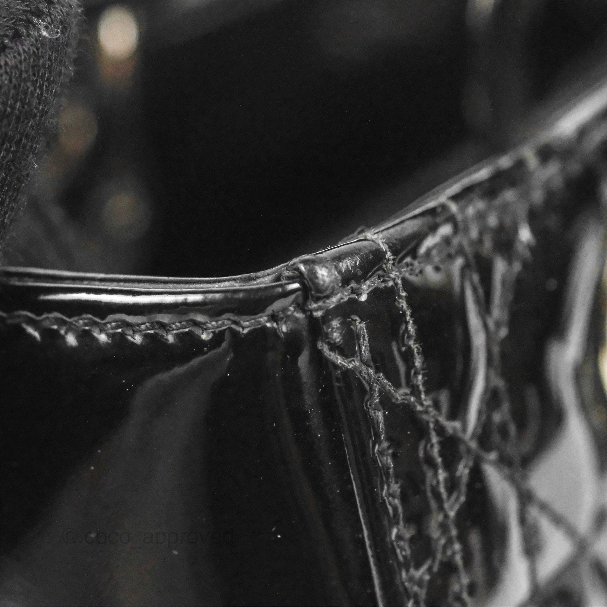 Christian Dior Medium Lady Dior Black Patent Silver Hardware