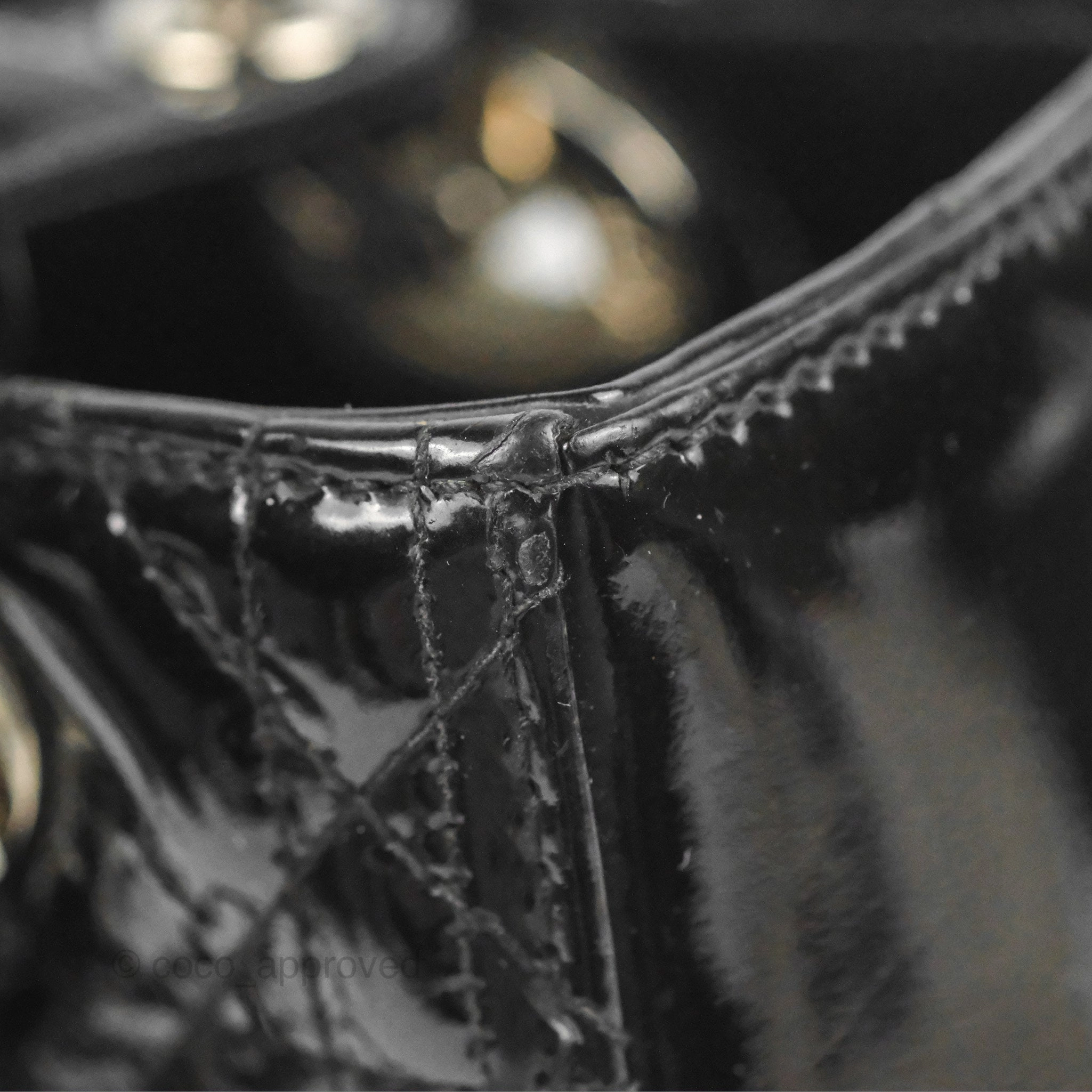 Christian Dior Medium Lady Dior Black Patent Silver Hardware