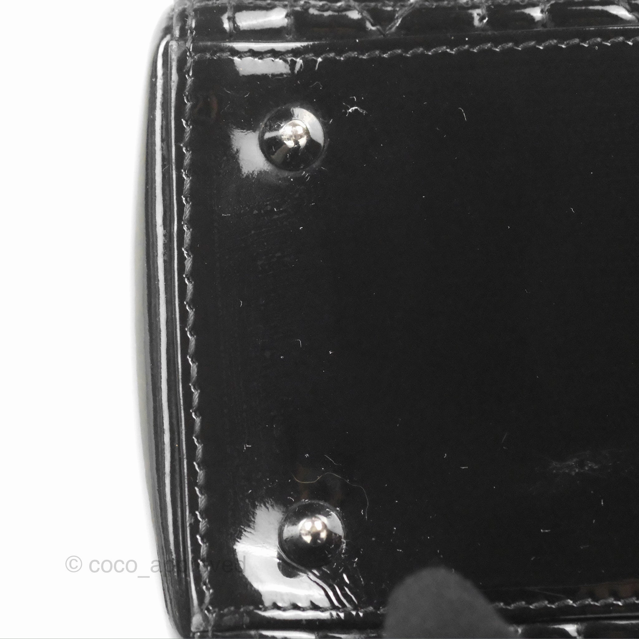 Christian Dior Medium Lady Dior Black Patent Silver Hardware