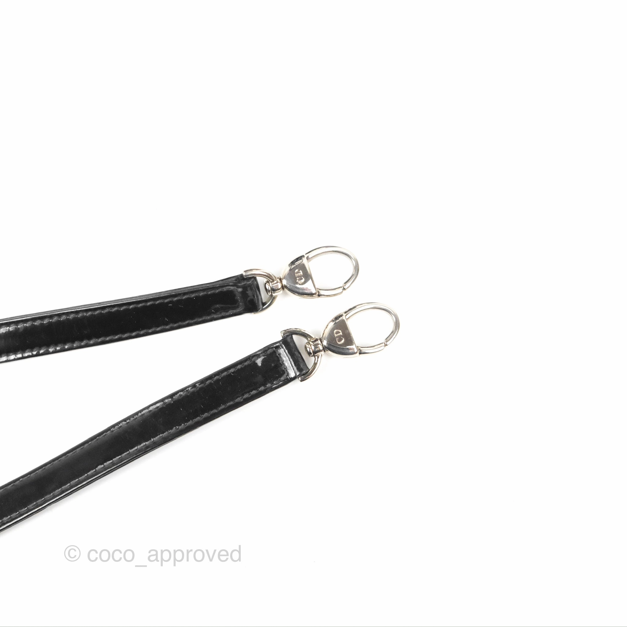 Christian Dior Medium Lady Dior Black Patent Silver Hardware