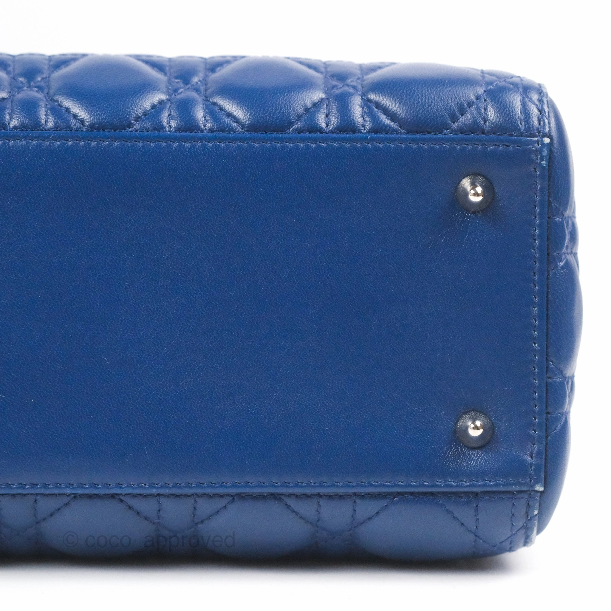 Christian Dior Medium Lady Dior Cannage Dark Blue Lambskin Silver Hardware