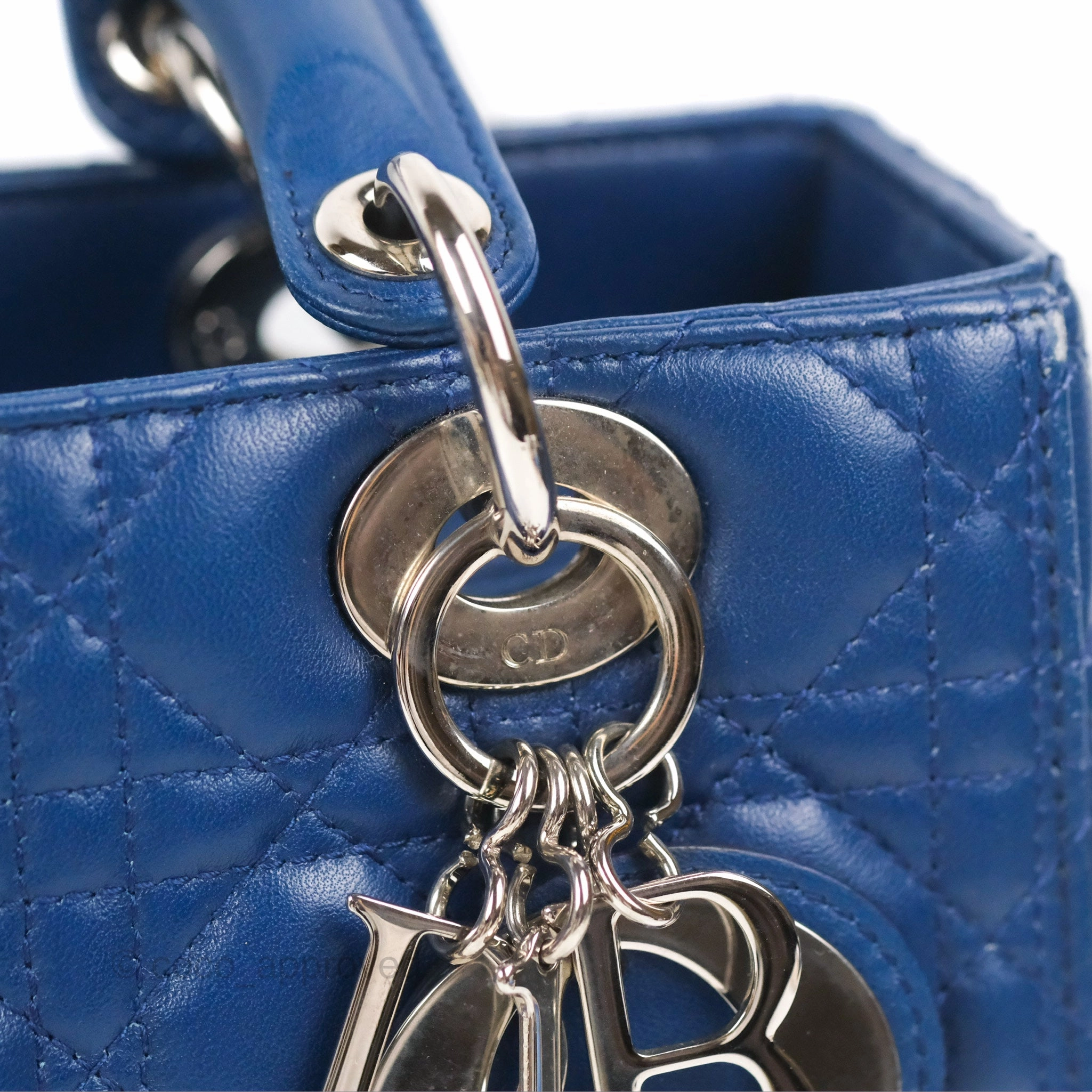 Christian Dior Medium Lady Dior Cannage Dark Blue Lambskin Silver Hardware