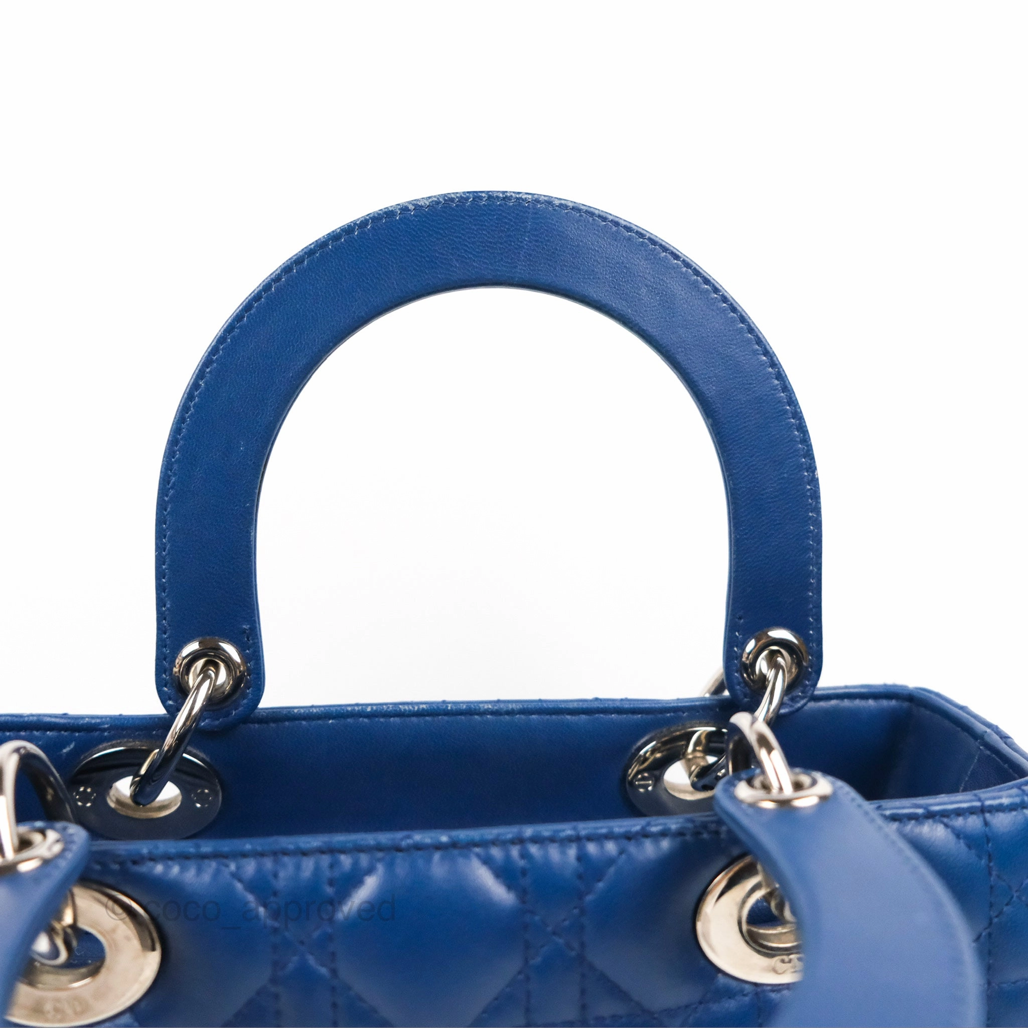 Christian Dior Medium Lady Dior Cannage Dark Blue Lambskin Silver Hardware
