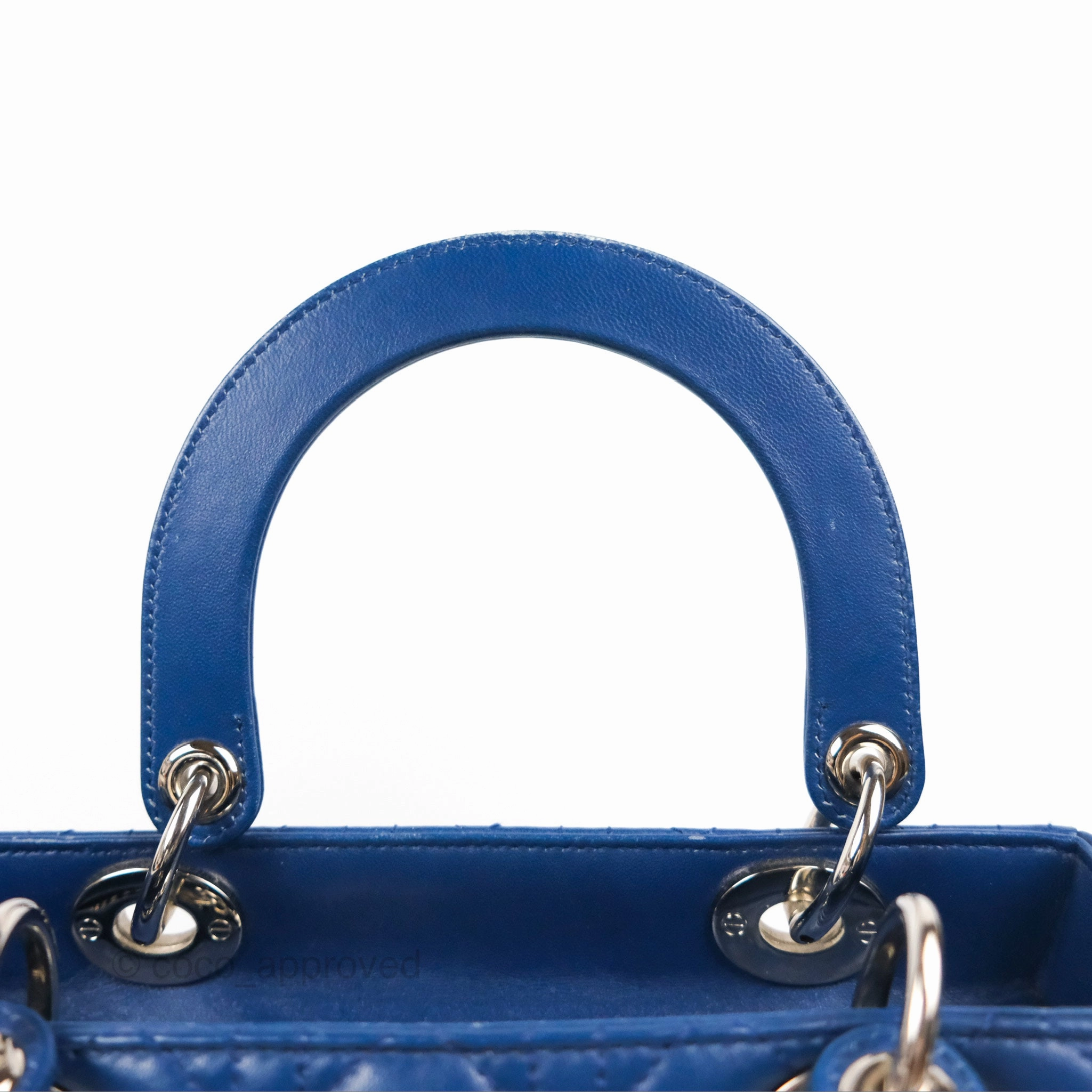 Christian Dior Medium Lady Dior Cannage Dark Blue Lambskin Silver Hardware