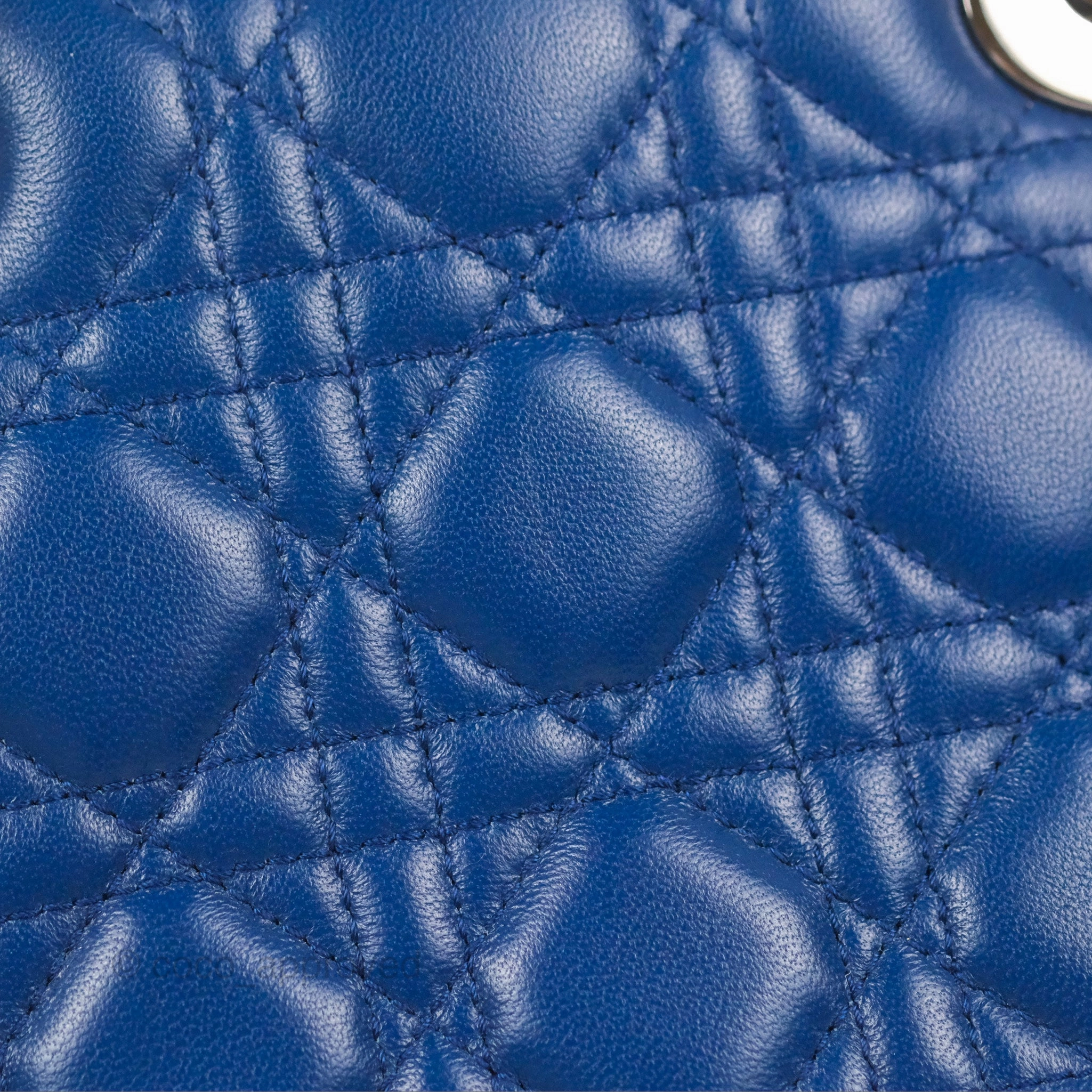 Christian Dior Medium Lady Dior Cannage Dark Blue Lambskin Silver Hardware