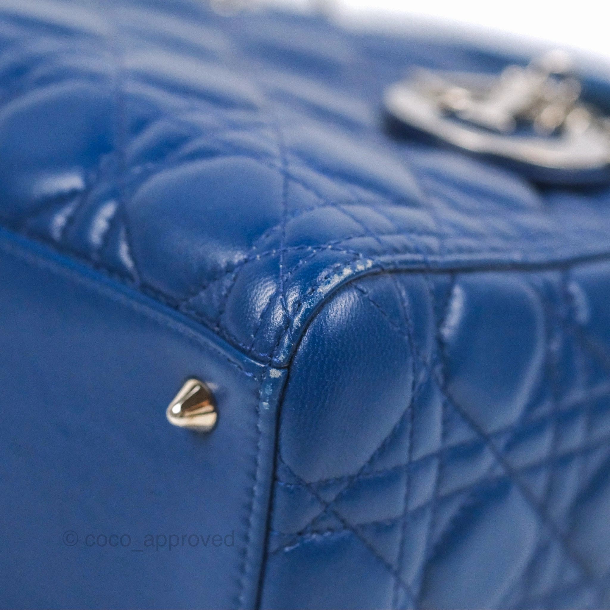 Christian Dior Medium Lady Dior Cannage Dark Blue Lambskin Silver Hardware