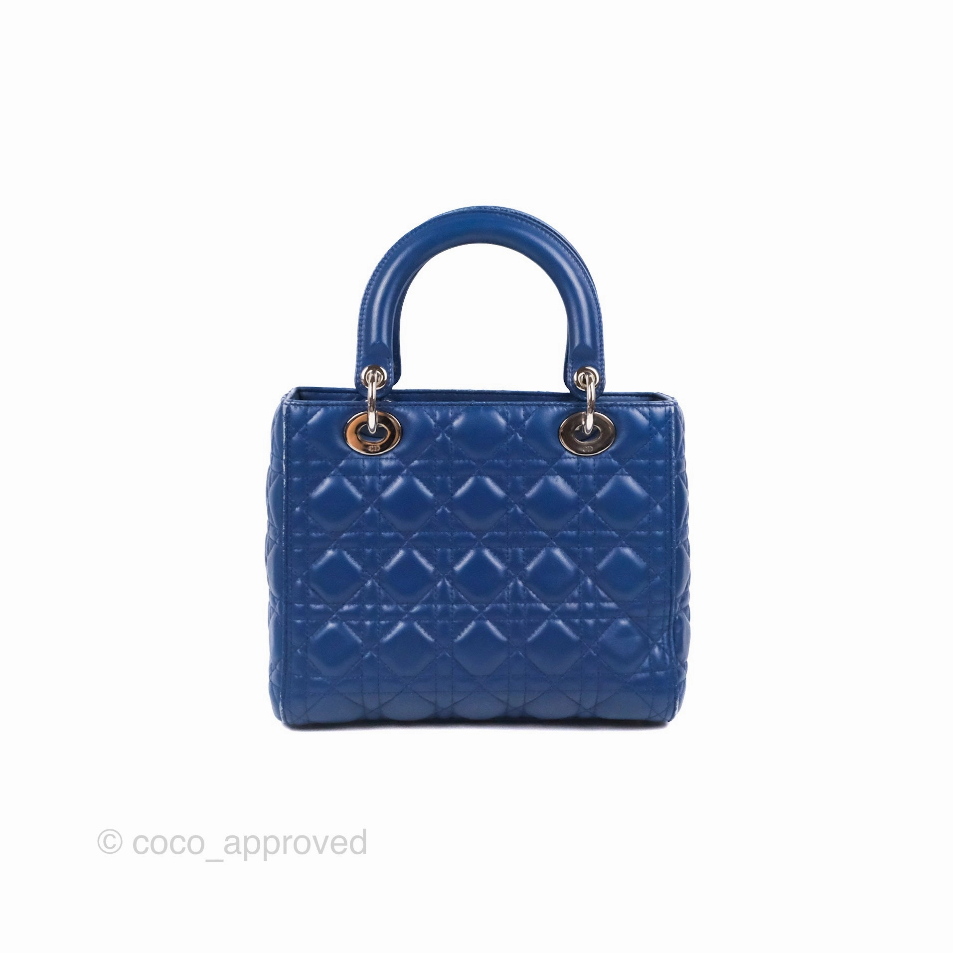 Christian Dior Medium Lady Dior Cannage Dark Blue Lambskin Silver Hardware