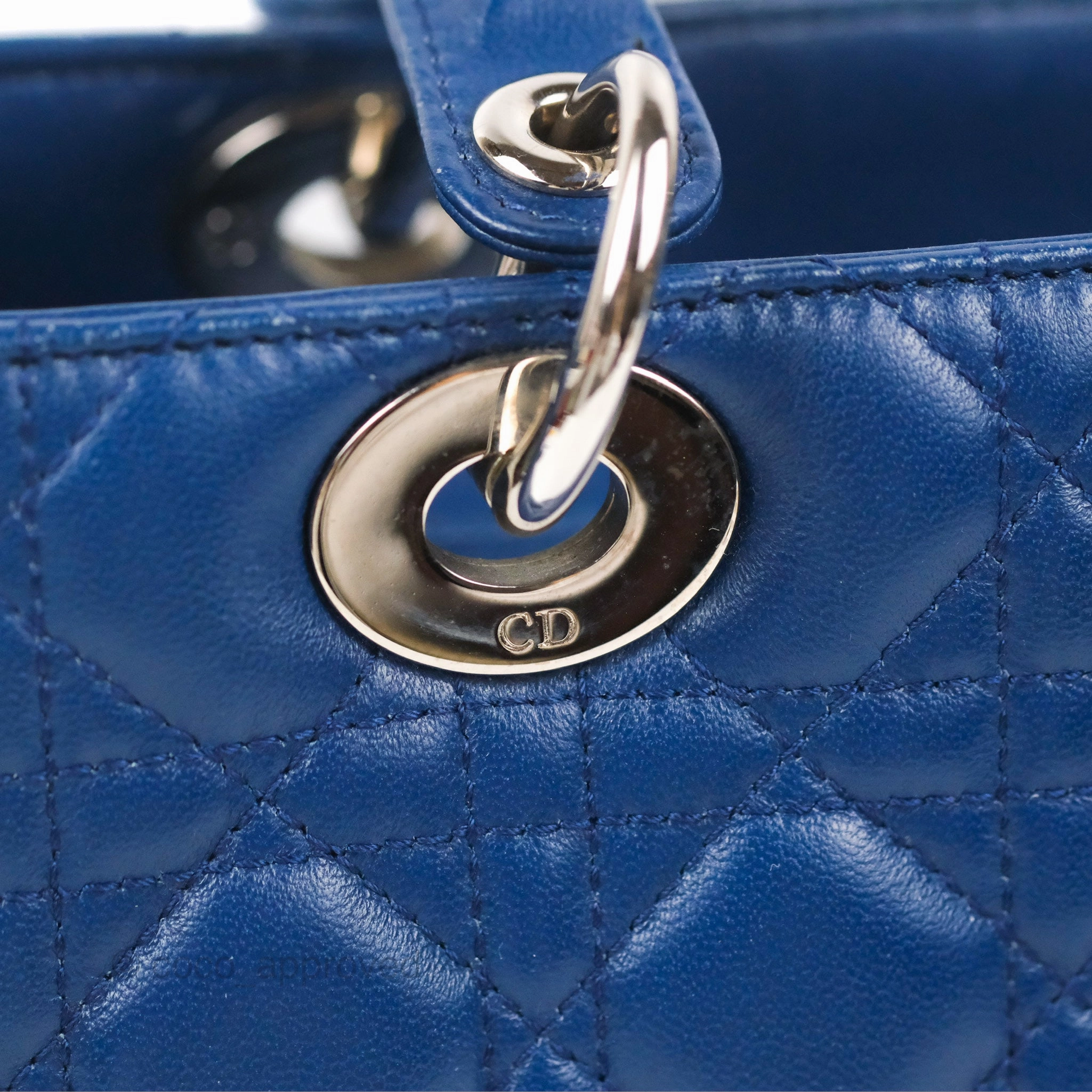 Christian Dior Medium Lady Dior Cannage Dark Blue Lambskin Silver Hardware