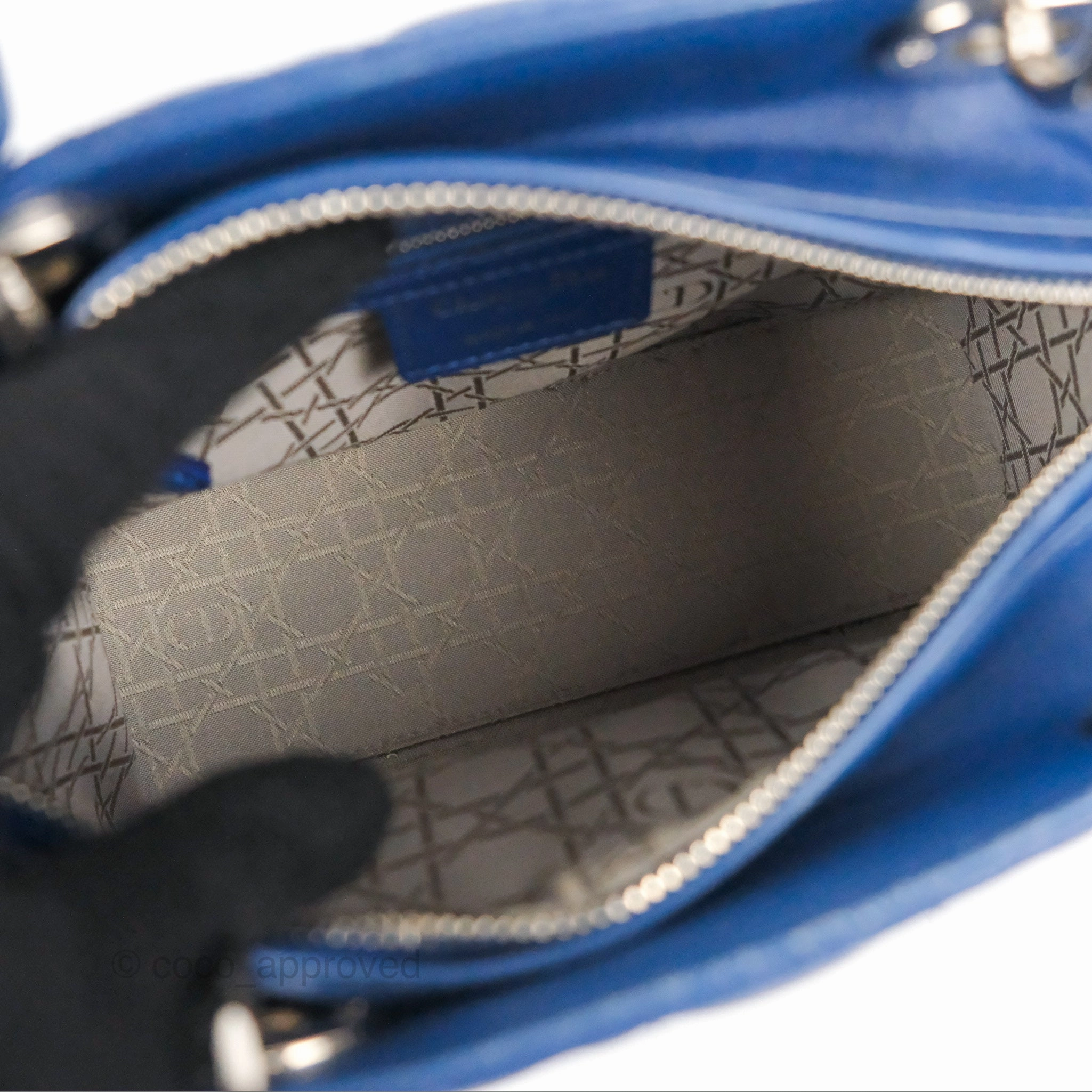 Christian Dior Medium Lady Dior Cannage Dark Blue Lambskin Silver Hardware