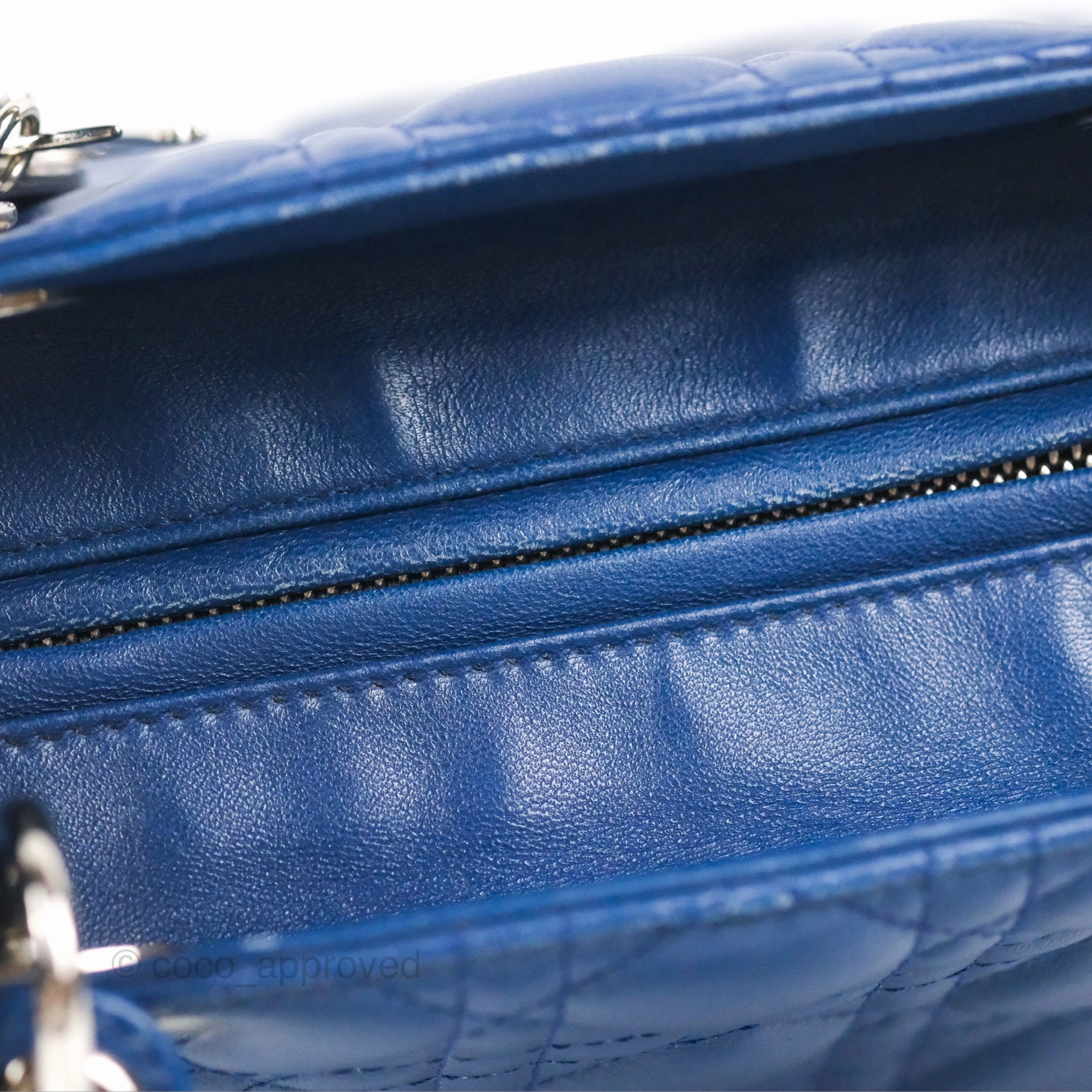 Christian Dior Medium Lady Dior Cannage Dark Blue Lambskin Silver Hardware