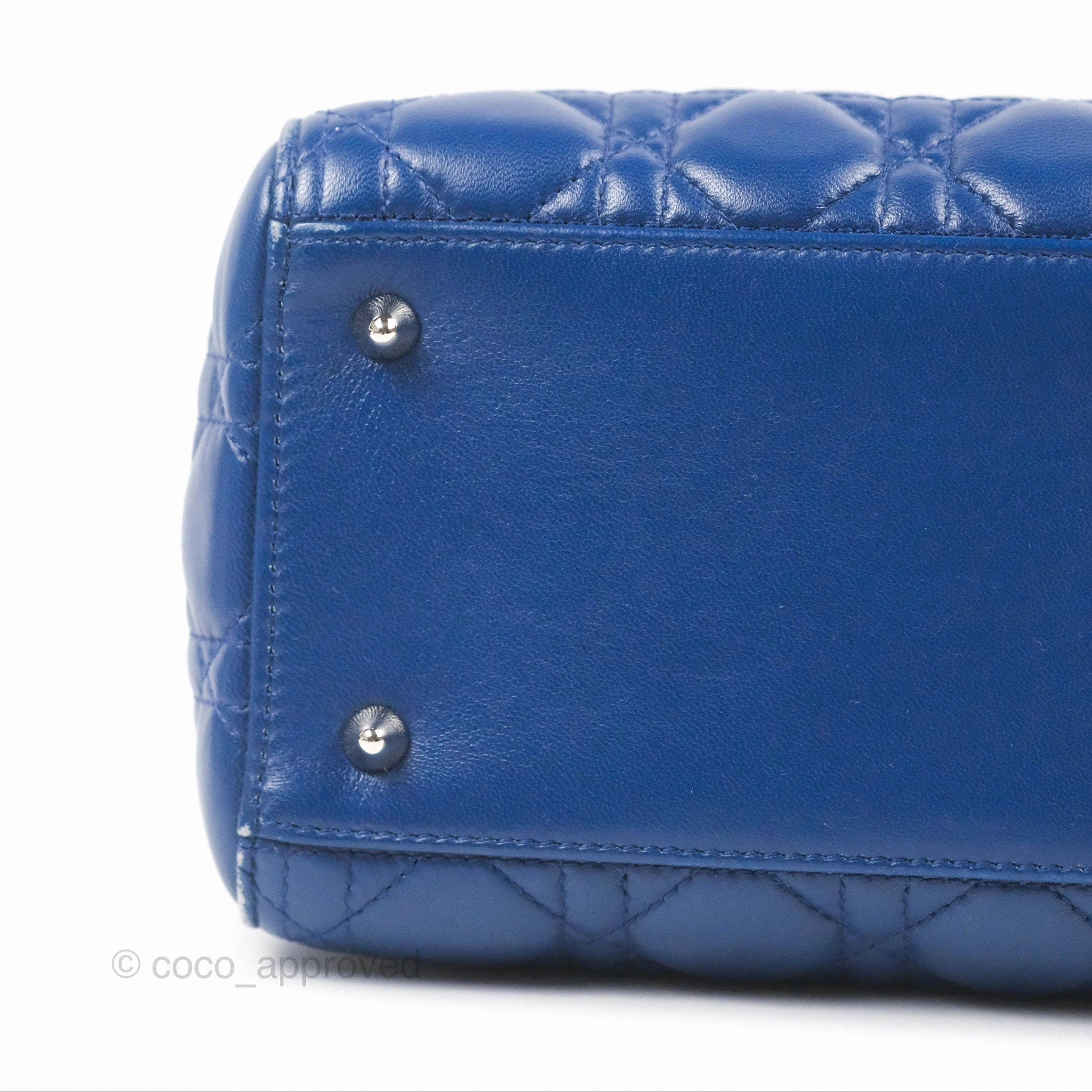 Christian Dior Medium Lady Dior Cannage Dark Blue Lambskin Silver Hardware
